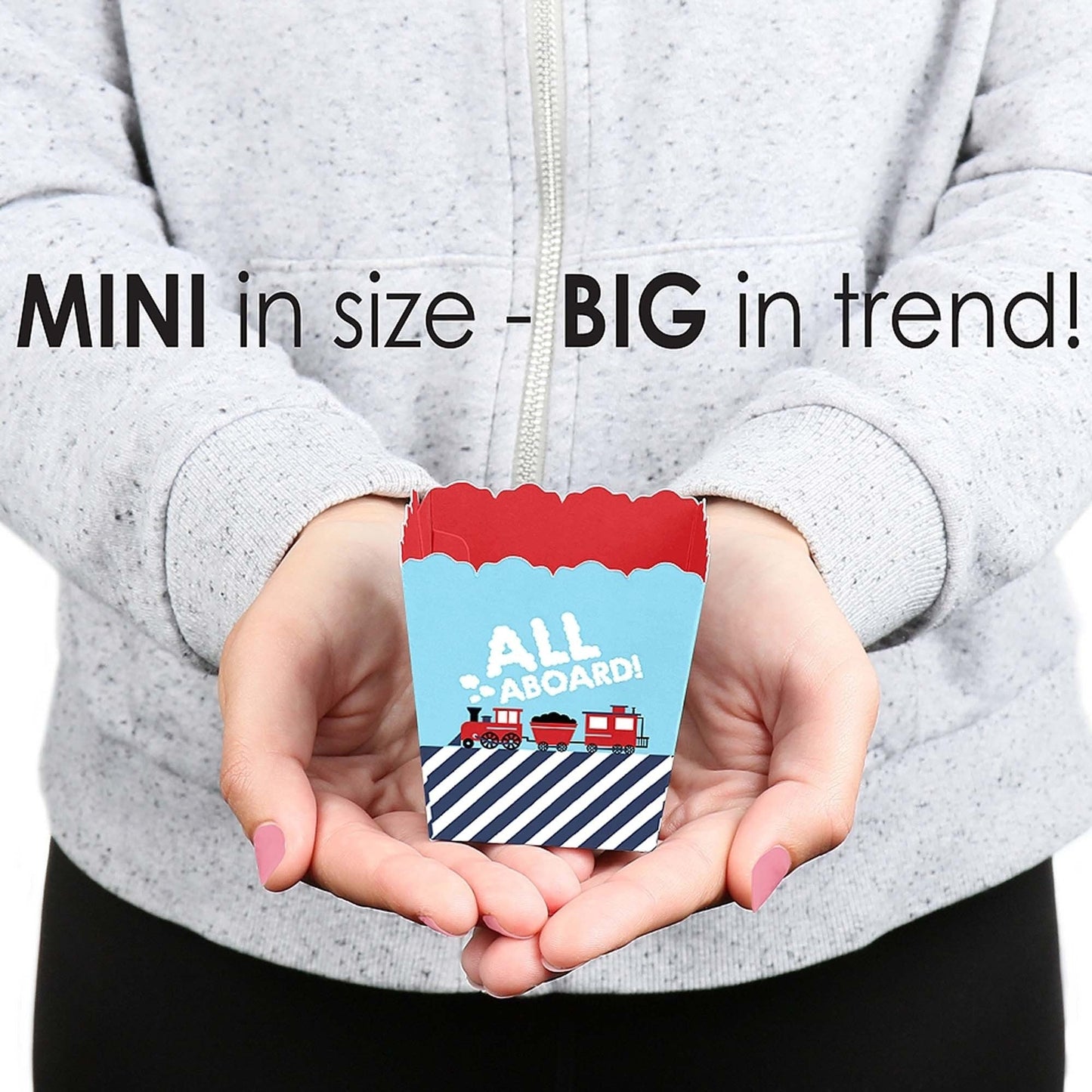 Railroad Party Crossing - Party Mini Favor Boxes - Steam Train Birthday Party or Baby Shower Treat Candy Boxes - Set of 12