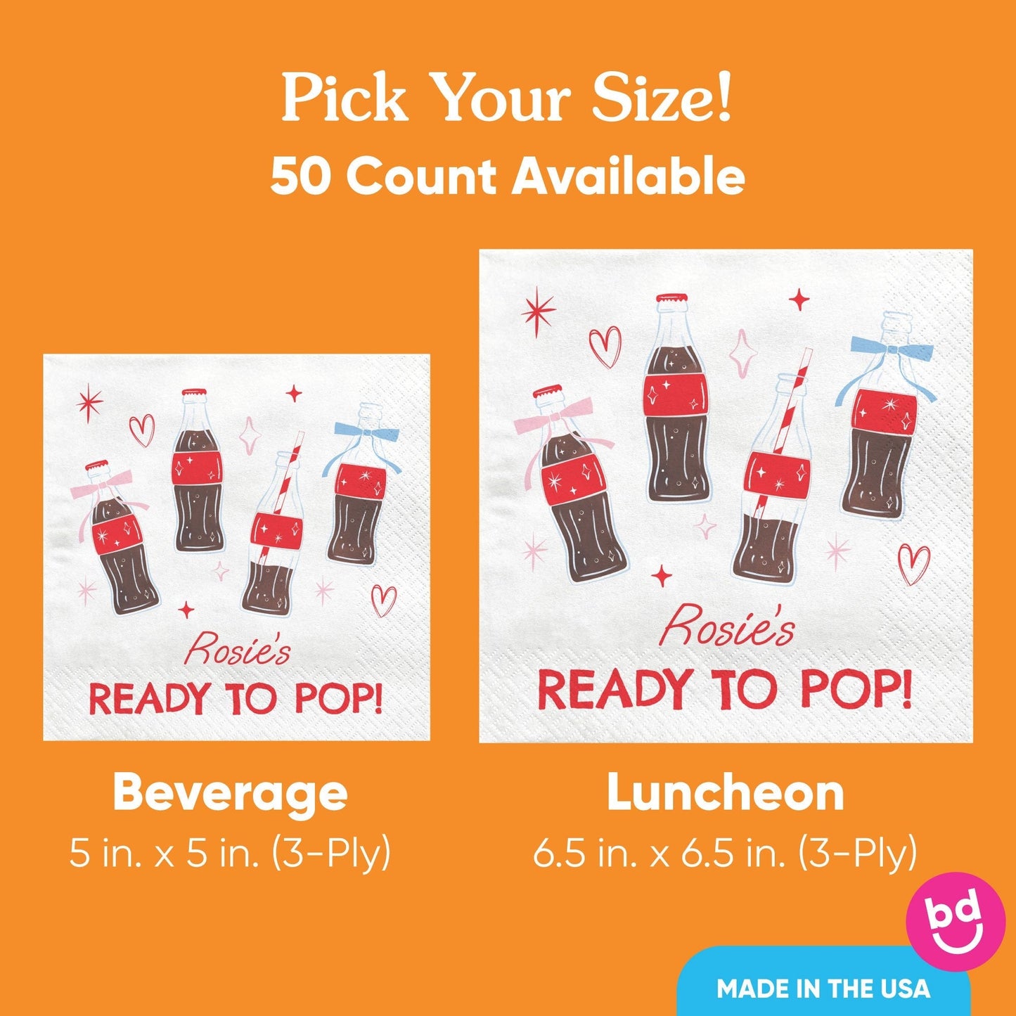 Custom Text Napkins - She's Ready to Pop - 50 Ct