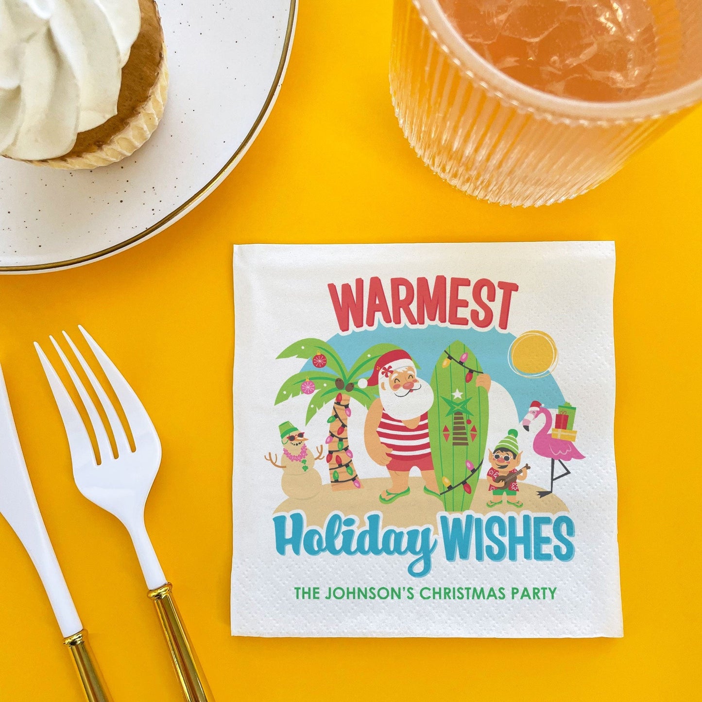 Custom Text Napkins - Tropical Christmas