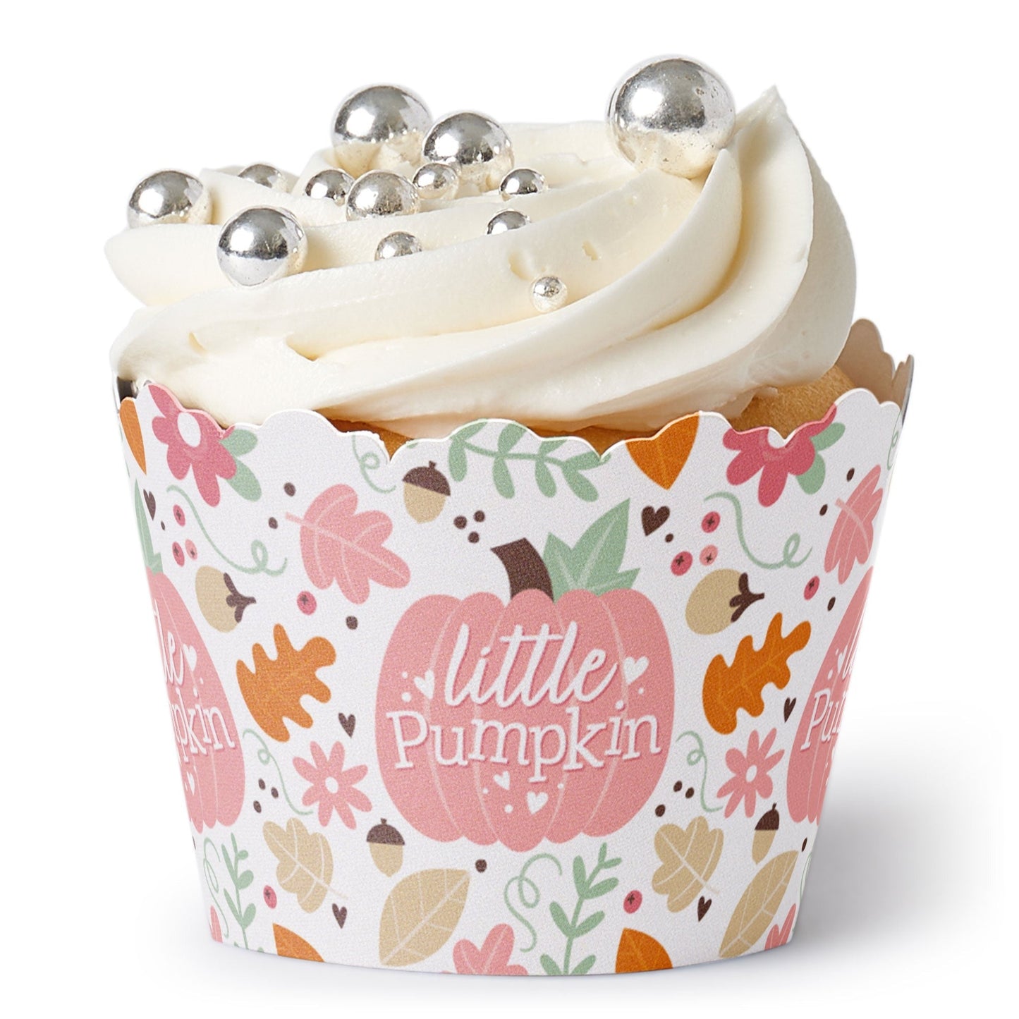 Girl Little Pumpkin - Fall Birthday Party or Baby Shower Decorations - Party Cupcake Wrappers - Set of 12