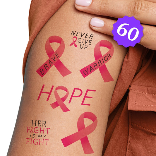 Breast Cancer Awareness Temporary Tattoos - 60 Ct