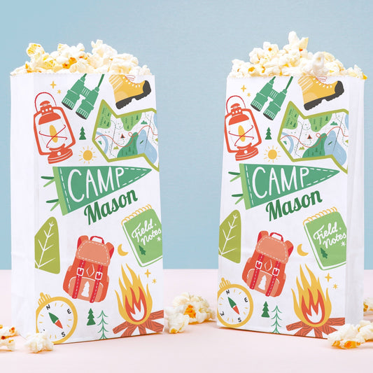 Custom Text Popcorn Bags - Camping - 25 Ct