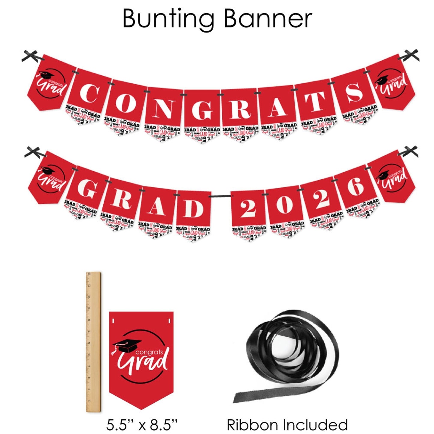 Red Grad - Best is Yet to Come - 2026 Red Graduation Party Supplies - Banner Decoration Kit - Fundle Bundle