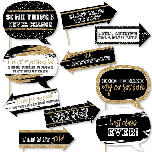 Funny Reunited - 10 Piece School Class Reunion Party Photo Booth Props Kit