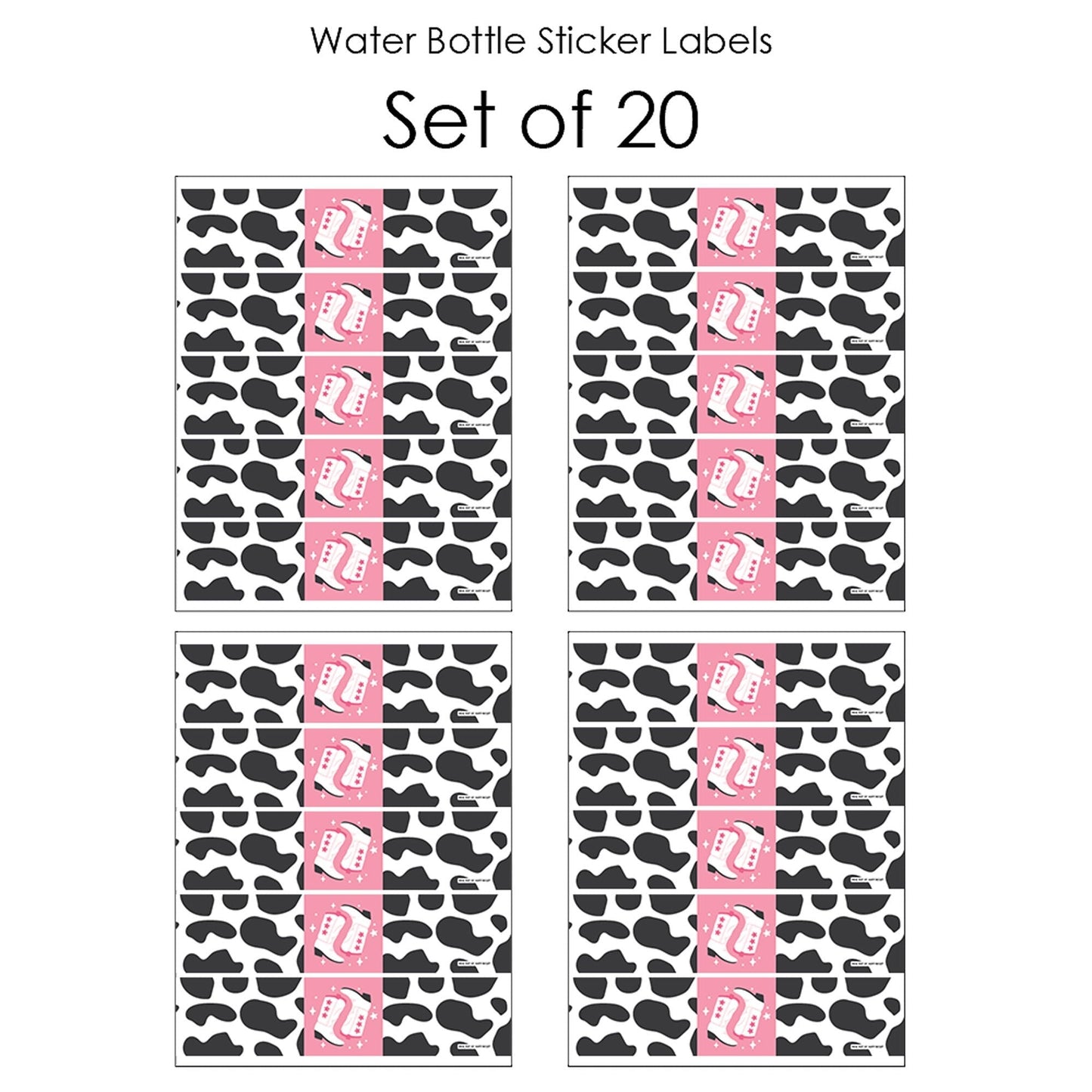 Rodeo Cowgirl - Pink Western Party Water Bottle Sticker Labels - Set of 20
