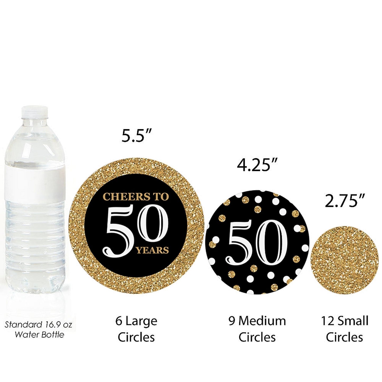 Adult 50th Birthday - Gold - Birthday Party Giant Circle Confetti - Birthday Party Decorations - Large Confetti 27 Count