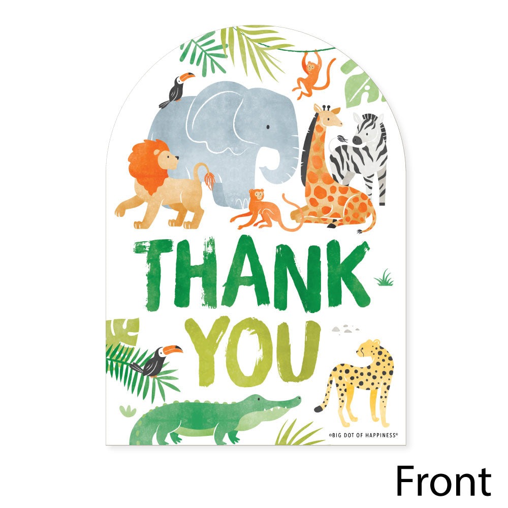 Safari Animals Thank You Cards - 12 Ct