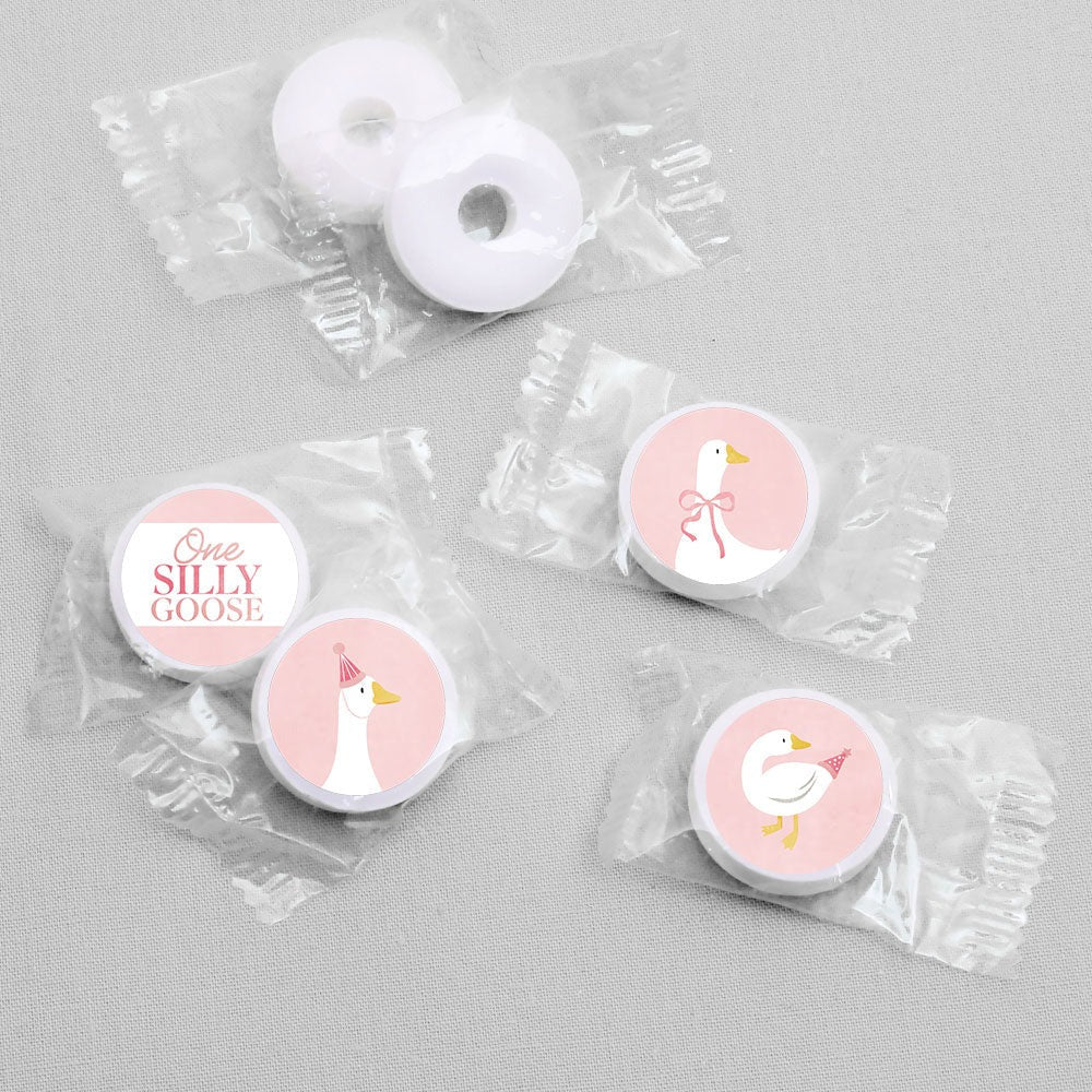 One Silly Goose Pink Candy Stickers - 1 Sheet of 108