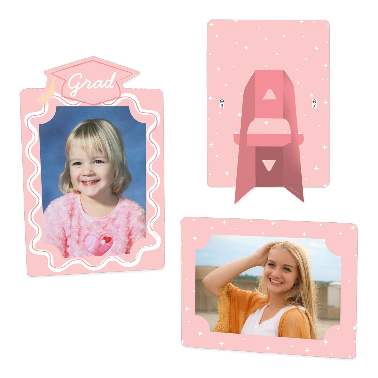 Pastel Grad Paper Photo Frames - 12 Ct