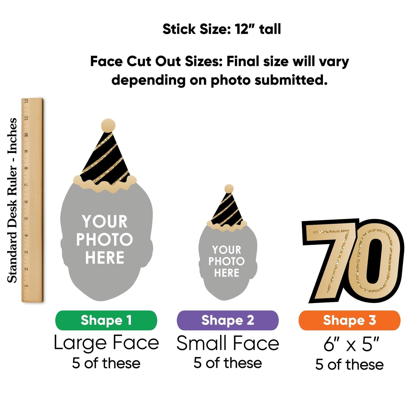 Custom Photo 70th Birthday Table Toppers - 15 Ct