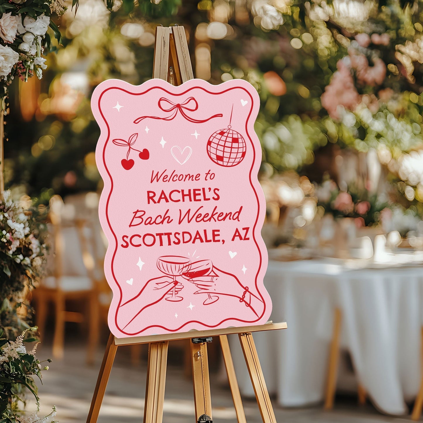Custom Text Drinks with the Girls Welcome Sign