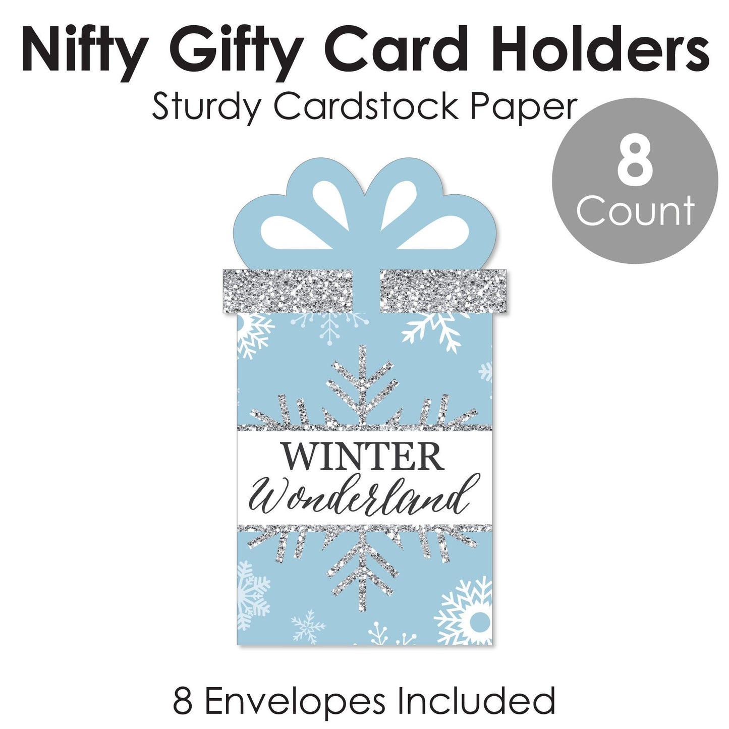 Winter Wonderland - Snowflake Holiday Party and Winter Wedding Money and Gift Card Sleeves - Nifty Gifty Card Holders - Set of 8