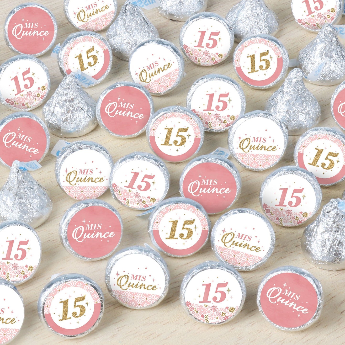 Mis Quince Anos - Quinceanera Sweet 15 Birthday Party Small Round Candy Stickers - Party Favor Labels - 324 Count