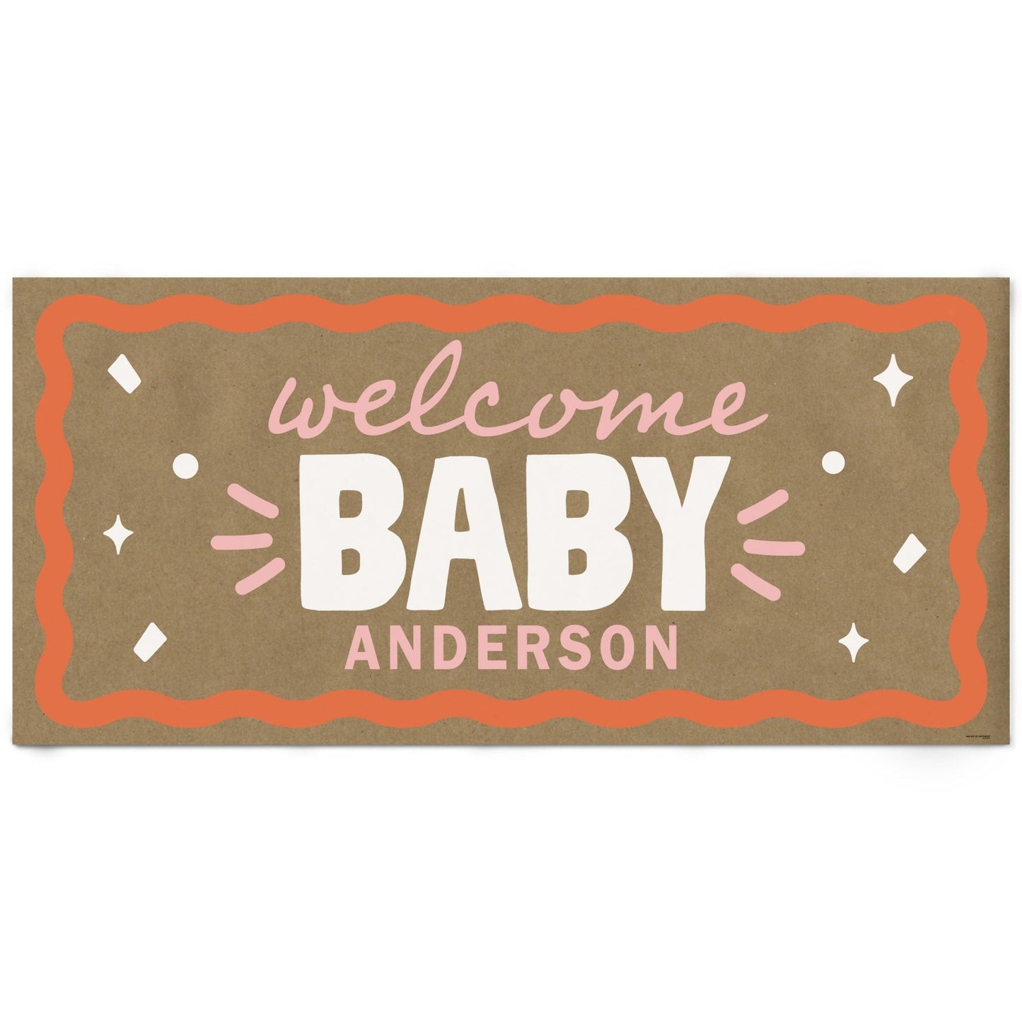 Custom Text Wavy Baby Shower Kraft Banner