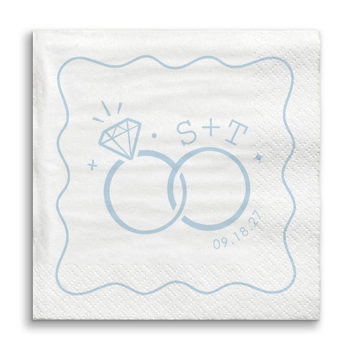 Custom Text - Dusty Blue Wedding Rings Napkins