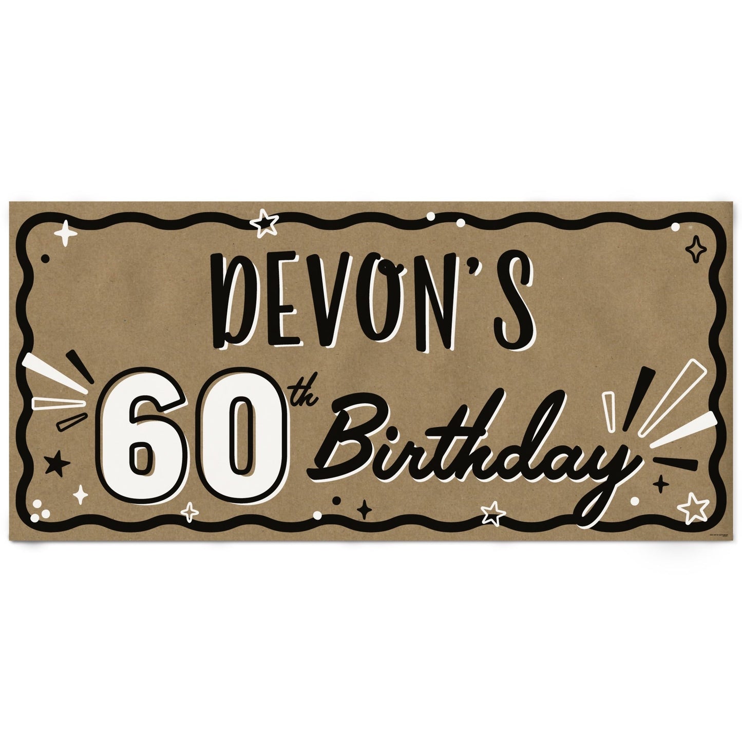 Custom Text 60th Birthday Kraft Banner