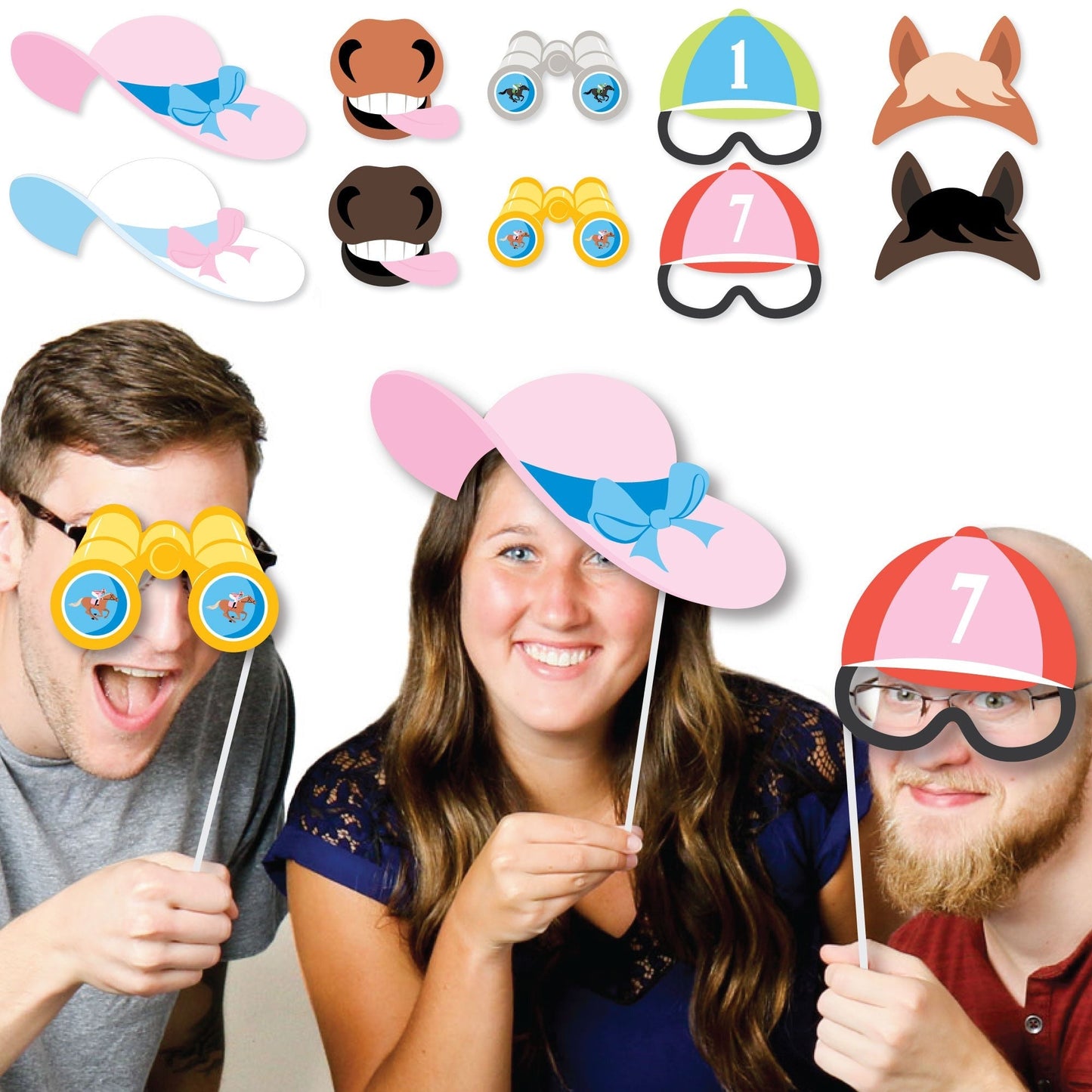 Derby Horse Race Glasses and Masks Photo Props - 10 Ct