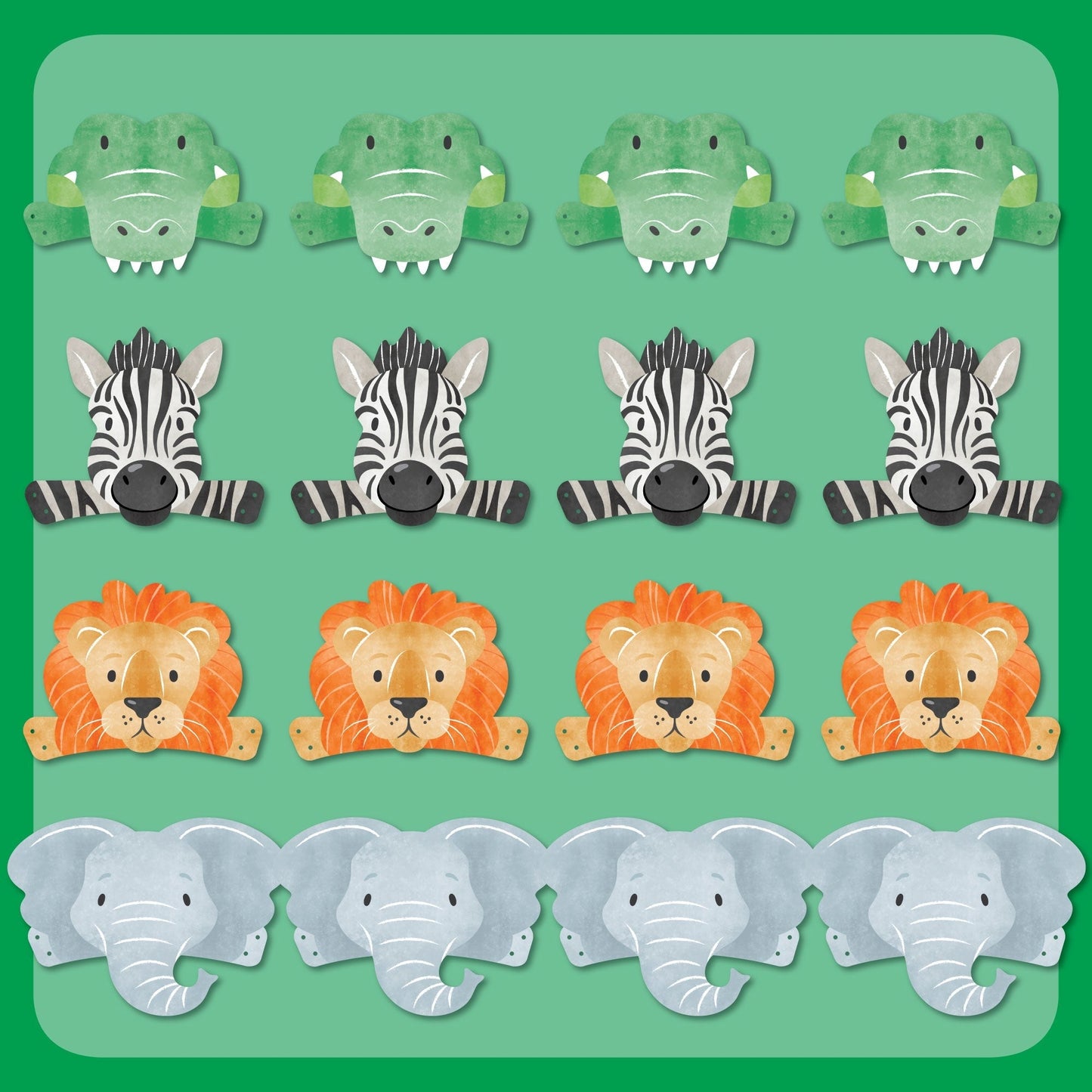 Safari Animals Headbands - 16 Ct