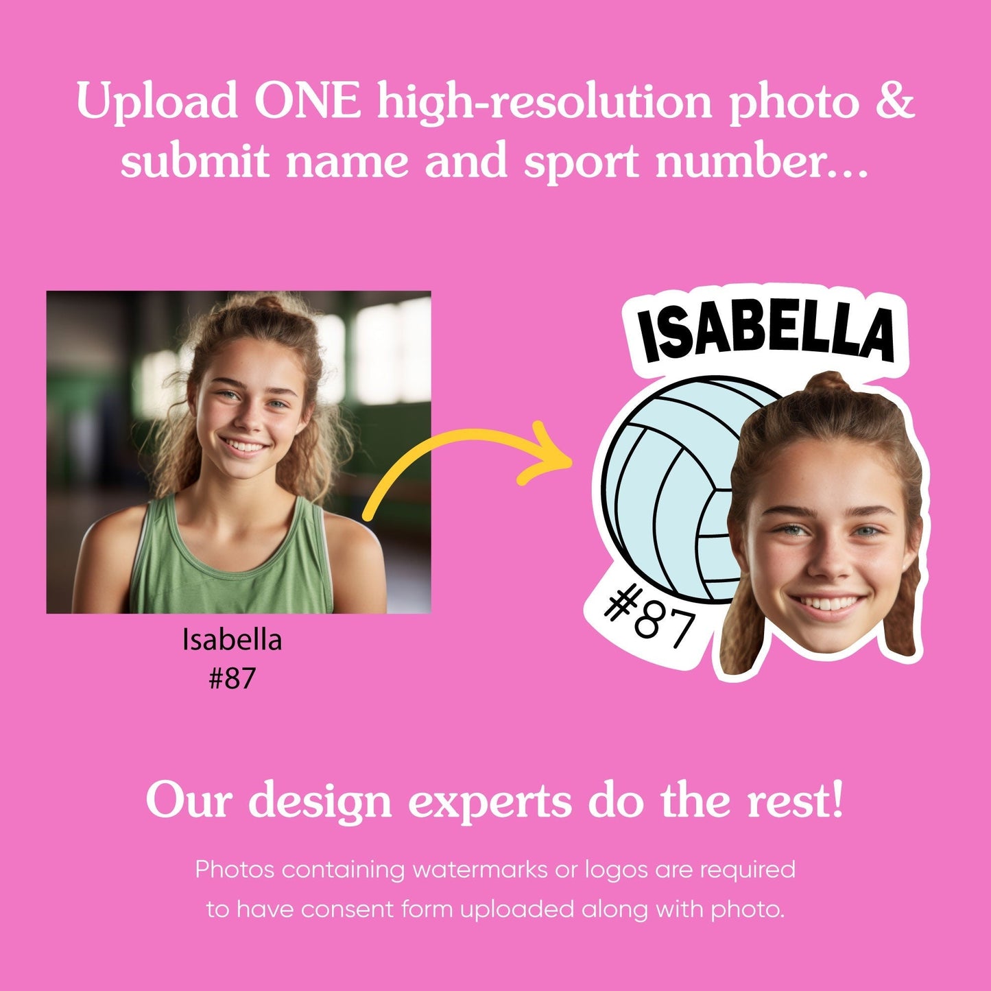 Custom Photo Volleyball Temporary Tattoos - 12 Ct