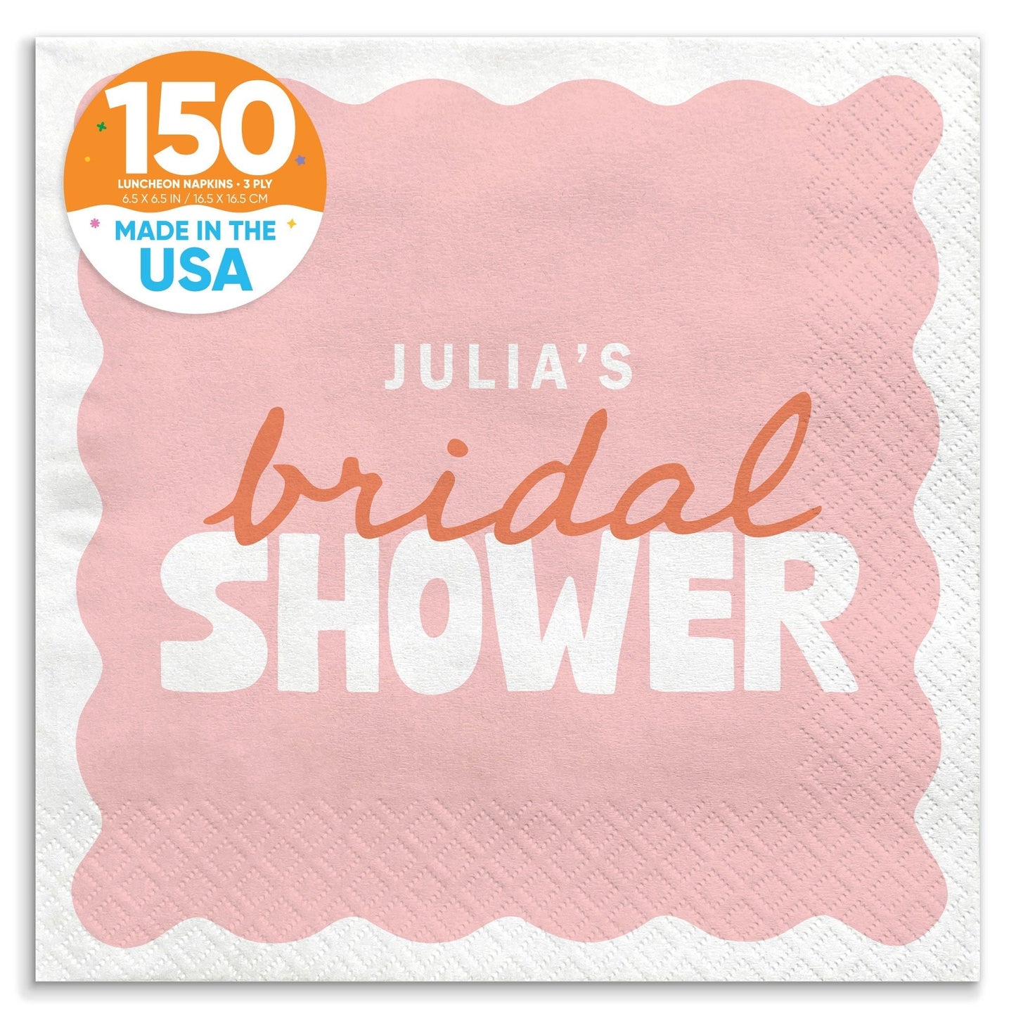 Custom Text Napkins - Wavy Bridal
