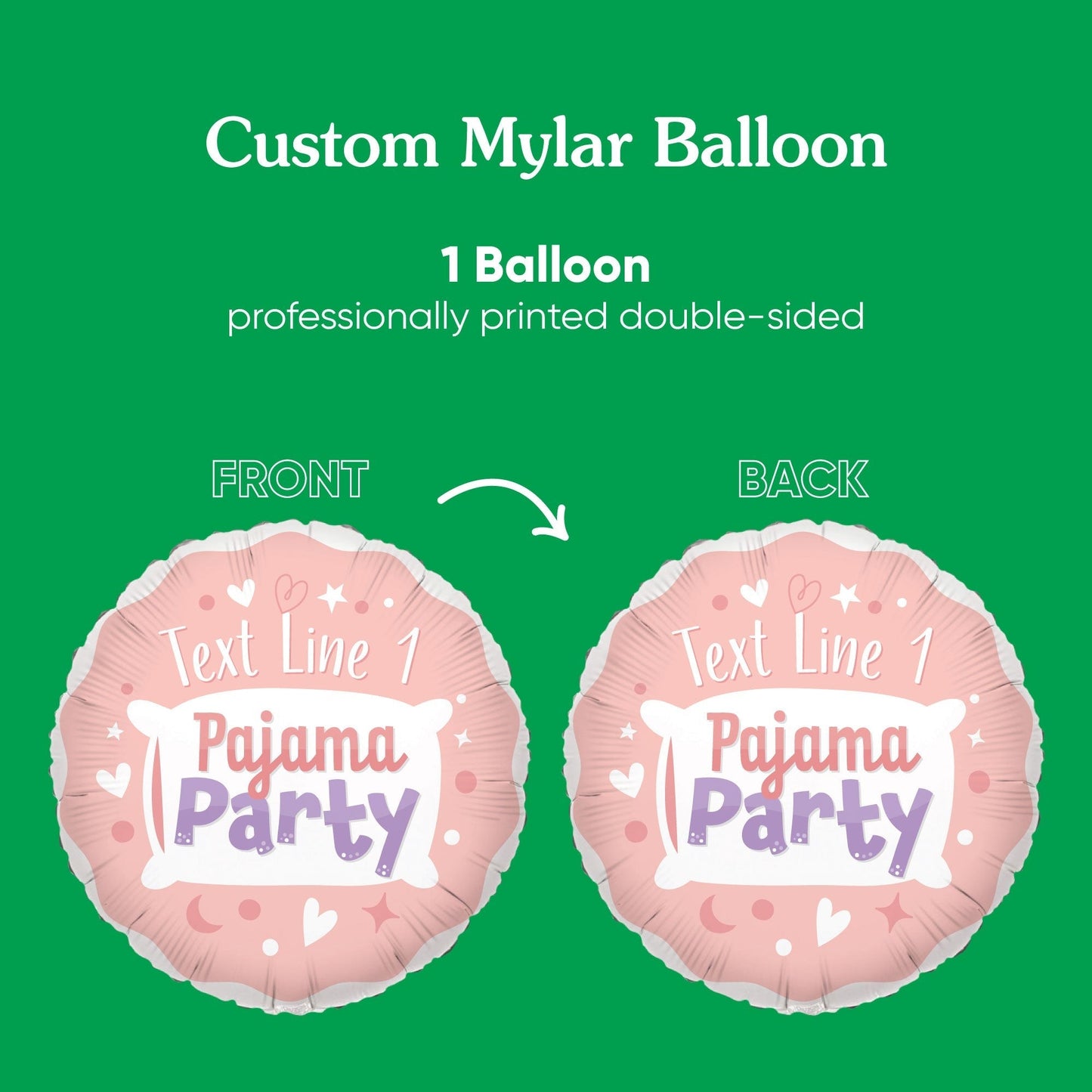 Custom Text Balloon - Pajama Party - Double Sided - 1 Ct