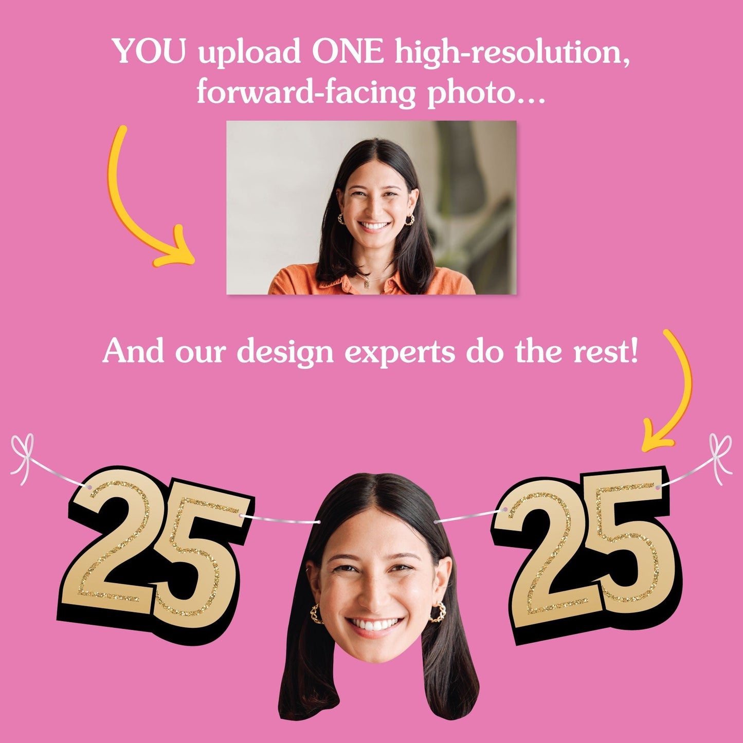 Custom Face 25th Birthday Garland Banner