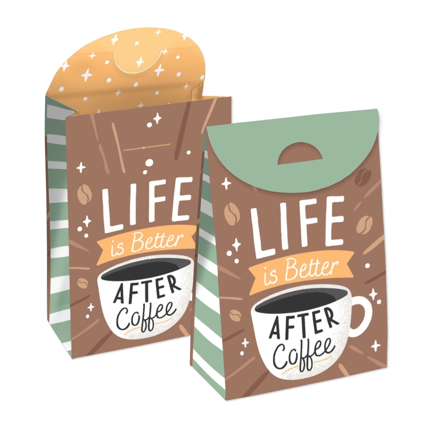 But First, Coffee - Cafe Themed Gift Favor Bags - Party Goodie Boxes - Set of 12