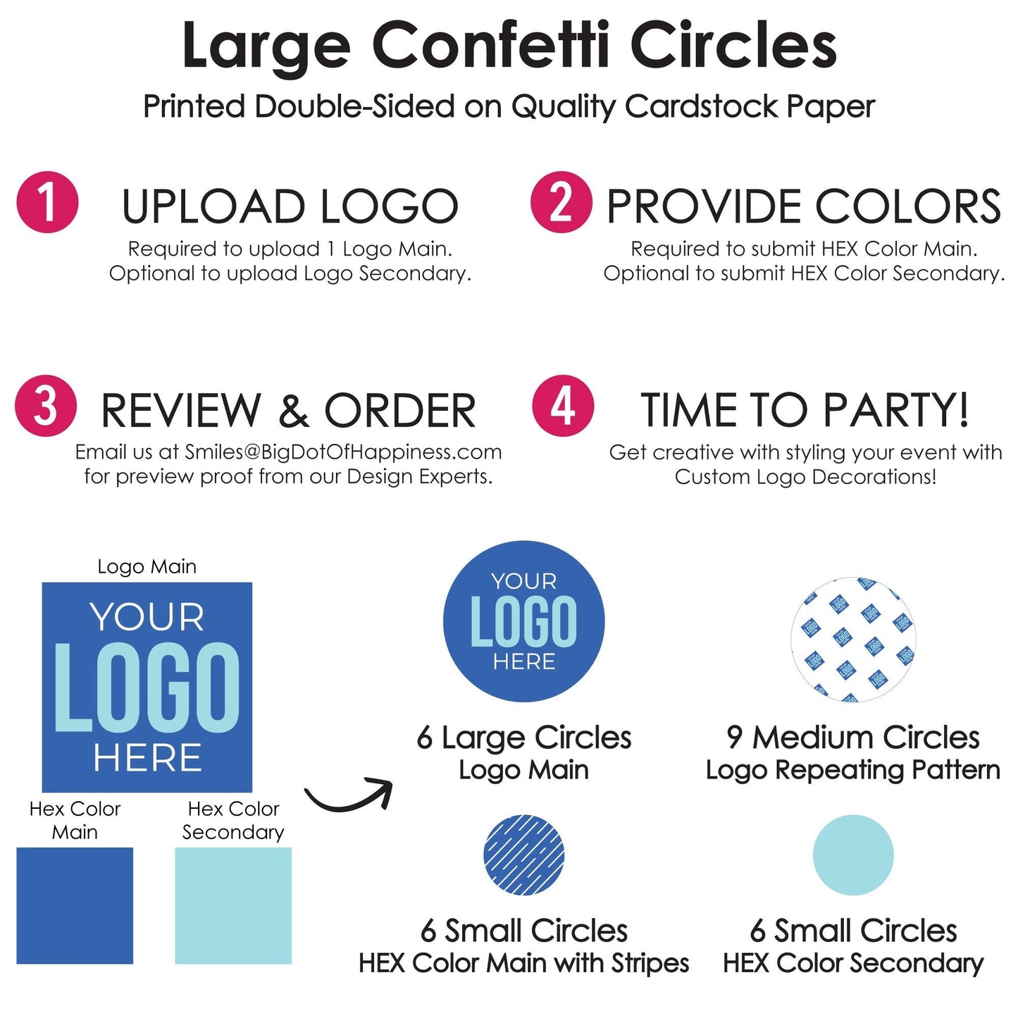 Custom Logo Confetti - Personalized Branded Business Party Decorations - 27 Count