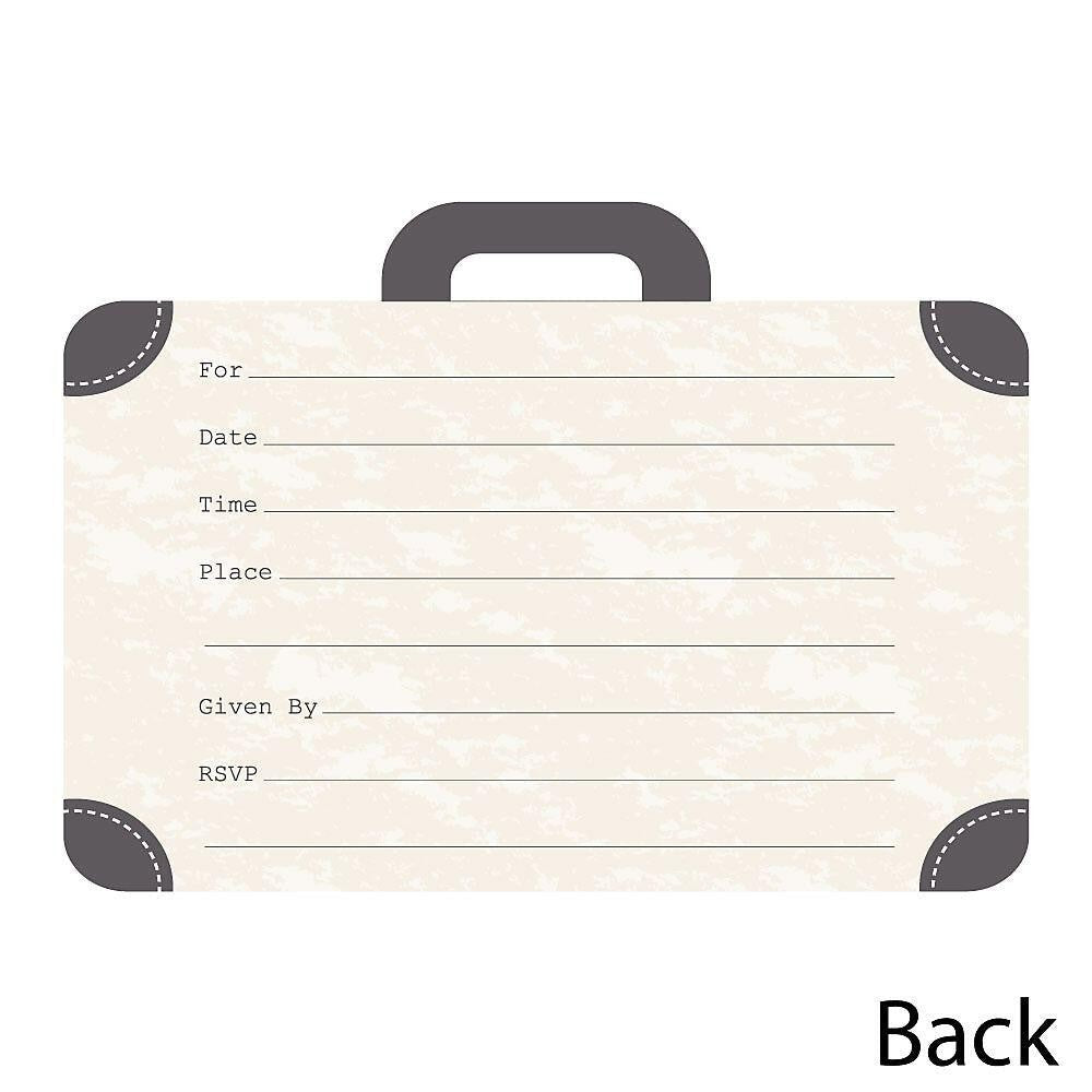 World Awaits - Shaped Fill-In Invitations - Travel Themed Invitation Cards with Envelopes - Set of 12