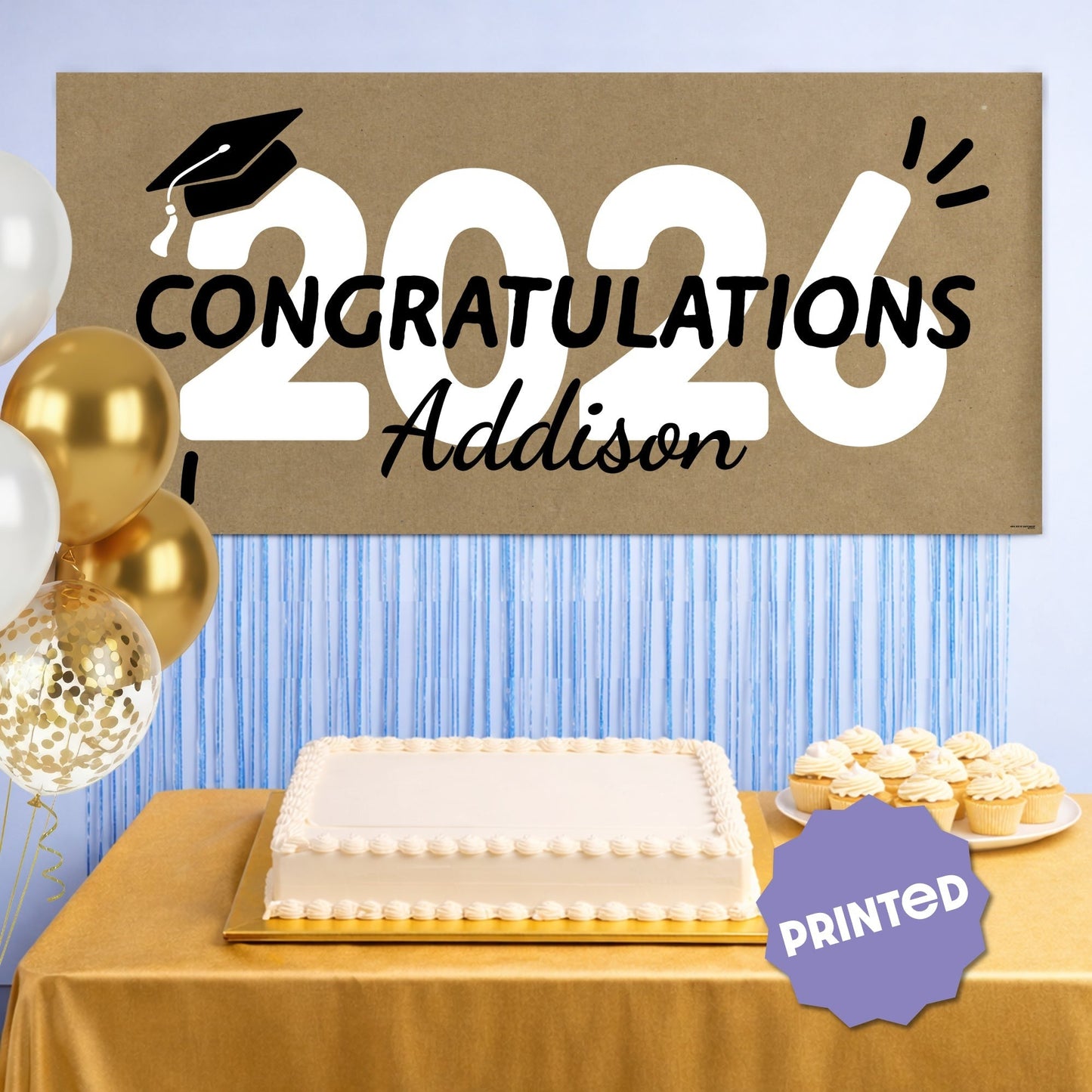 Custom Text Black & White 2026 Grad Kraft Banner
