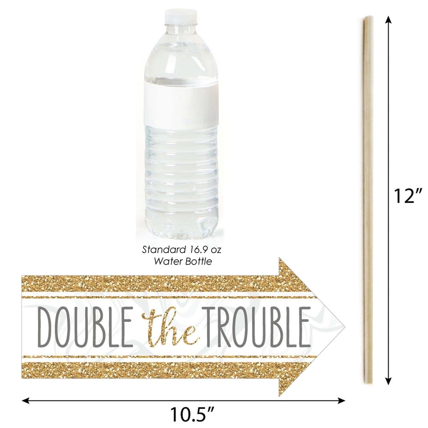 Funny It's Twins - 10 Piece Gold Twins Baby Shower Photo Booth Props Kit