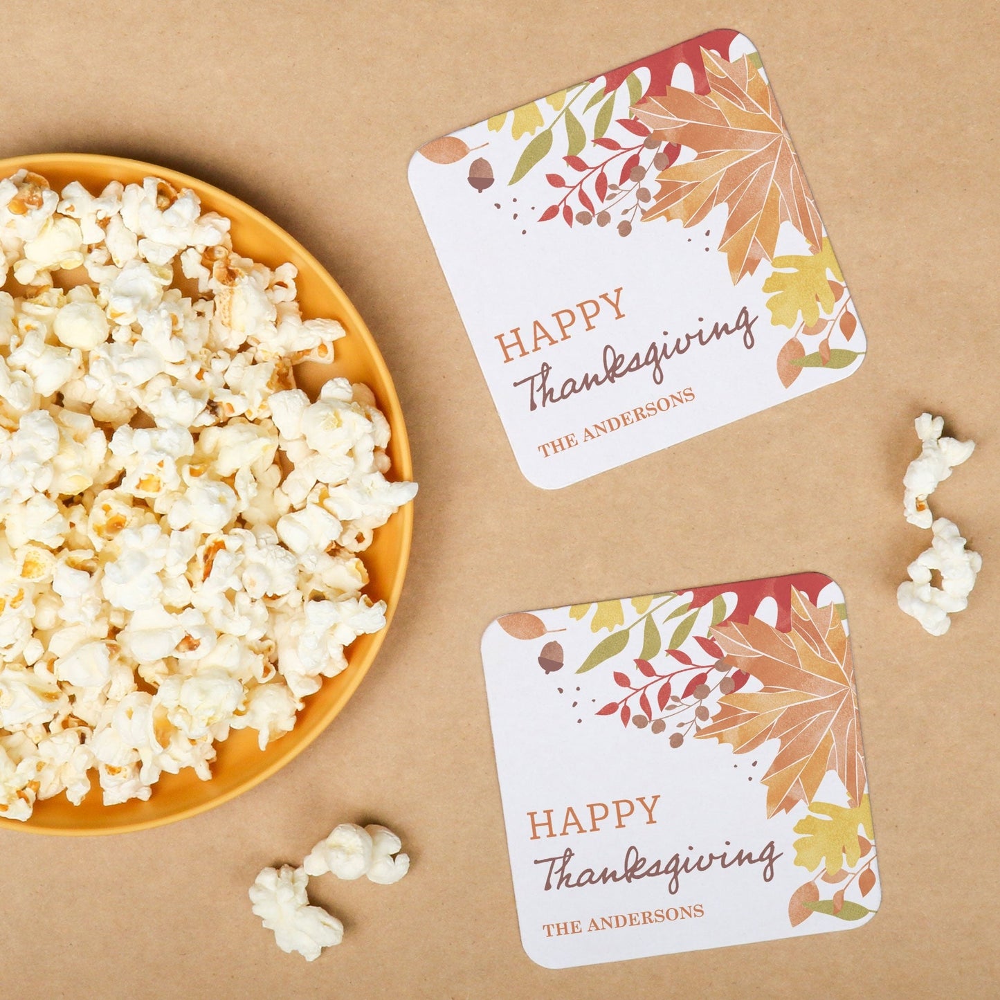 Custom Text Drink Coasters - Fall Foliage - 25 Ct