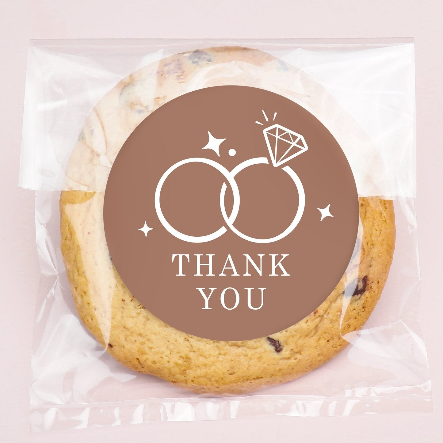 Wedding Thank You Stickers & Clear Cookie Bags - 25 Ct