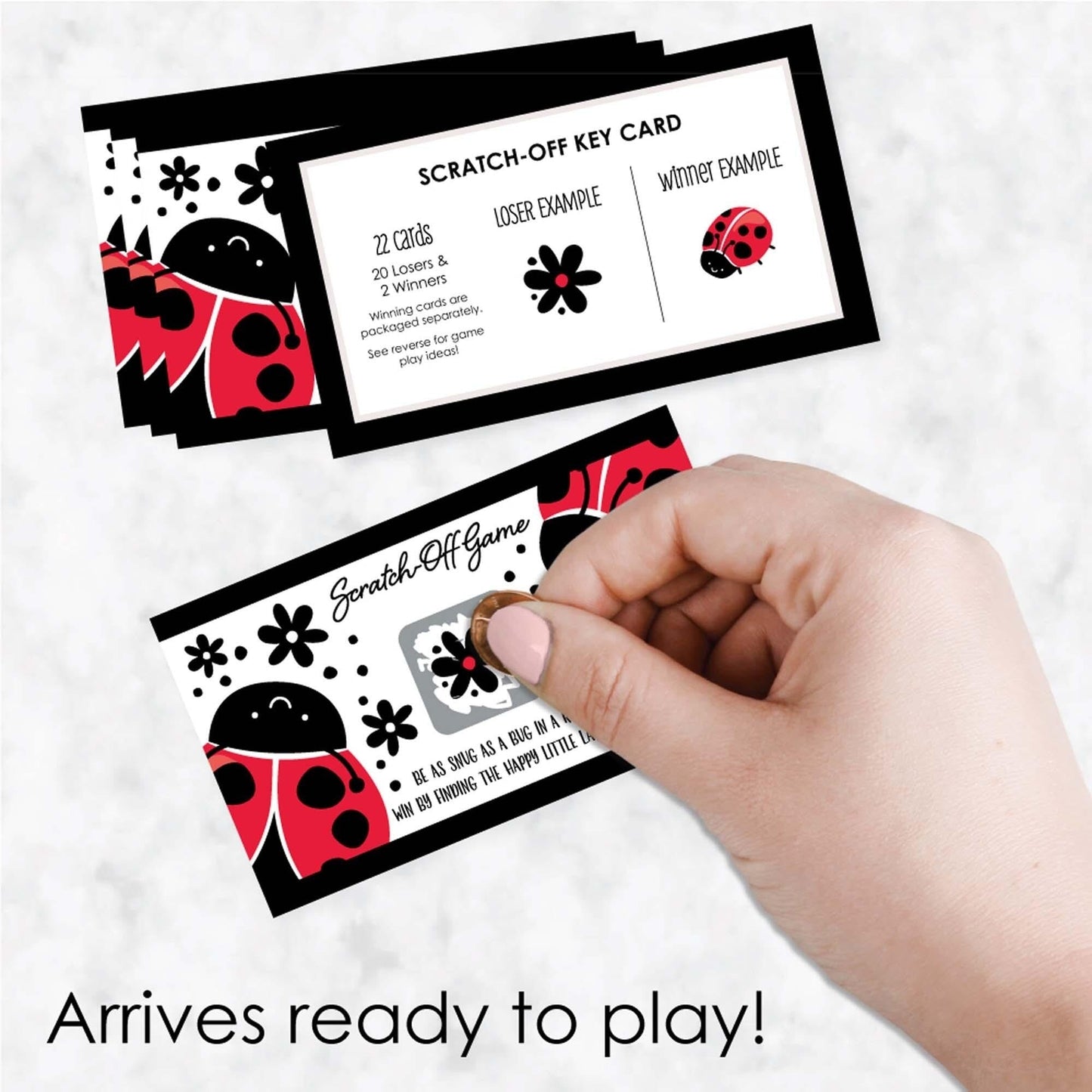 Happy Little Ladybug - Baby Shower or Birthday Party Game Scratch Off Cards - 22 ct