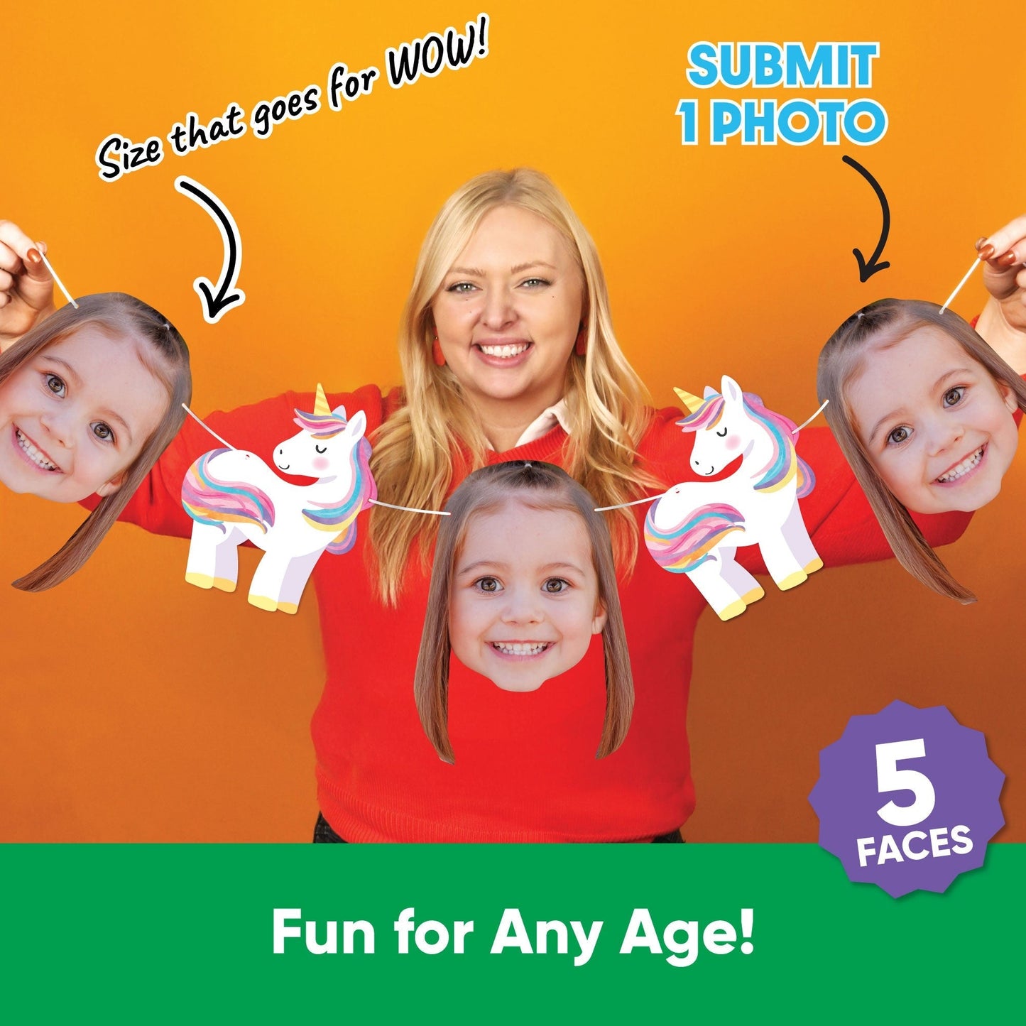 Custom Face Garland Banner - Unicorn