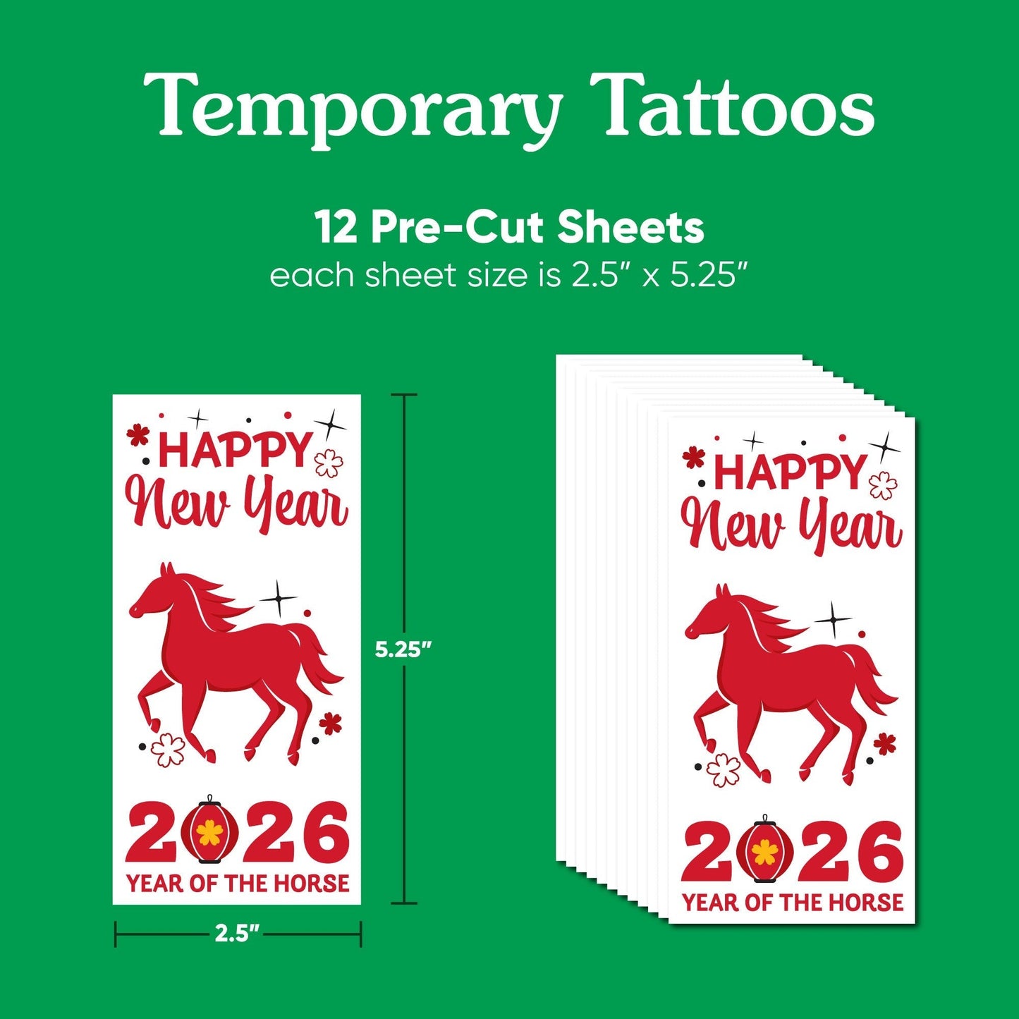 Lunar New Year Temporary Tattoos - 36 Ct