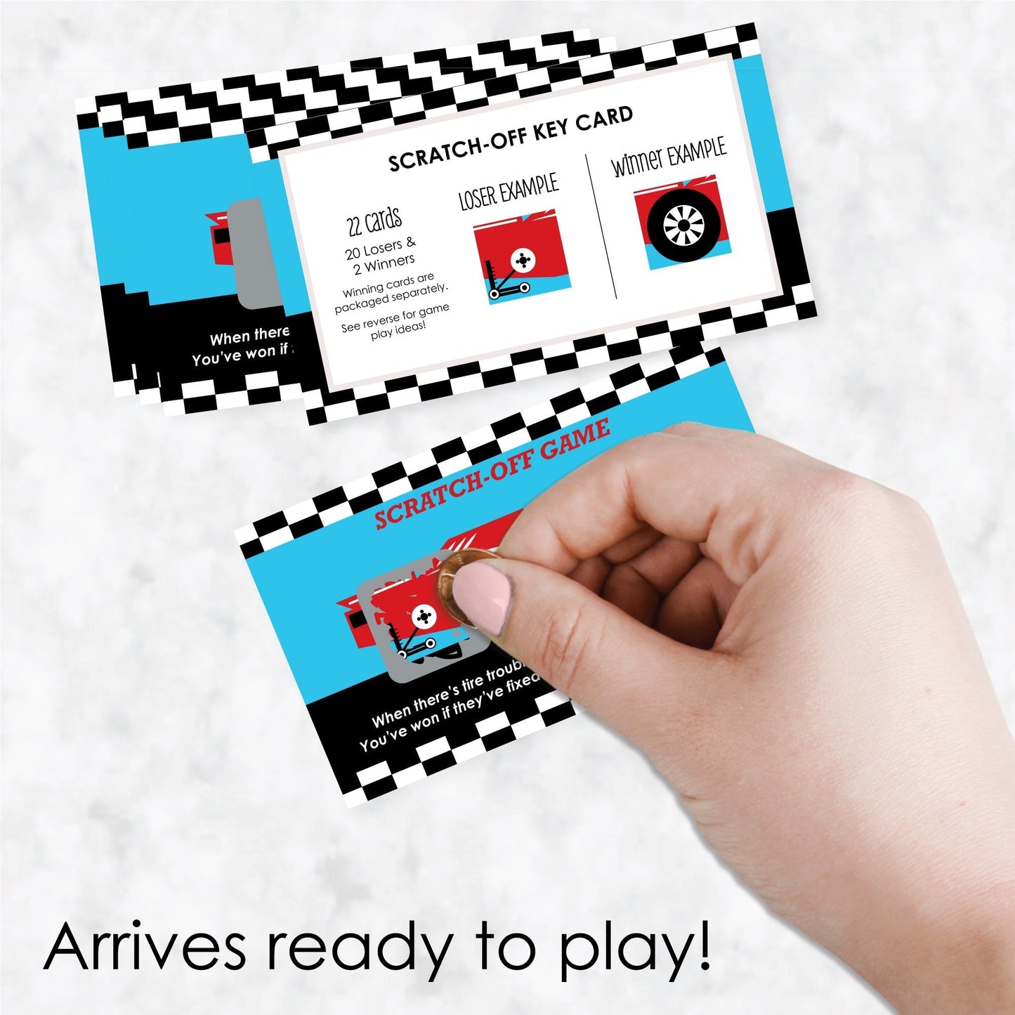 Let's Go Racing - Racecar - Race Car Birthday Party or Baby Shower Scratch Off Cards - 22 Cards