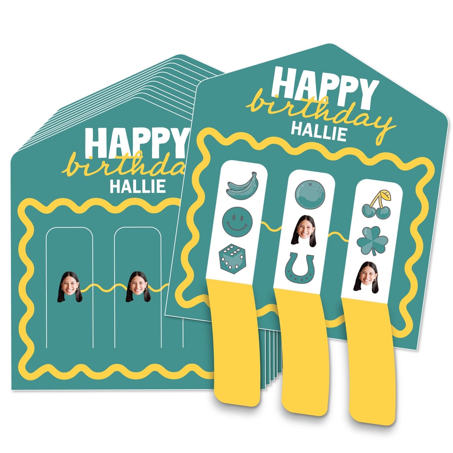 Custom Face 3-In-A-Row Pull Tabs Game - Wavy Birthday