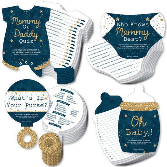 Twinkle Twinkle Little Star - 4 Baby Shower Games - 10 Cards Each - Who Knows Mommy Best, Mommy or Daddy Quiz, What's in Your Purse and Oh Baby - Gamerific Bundle