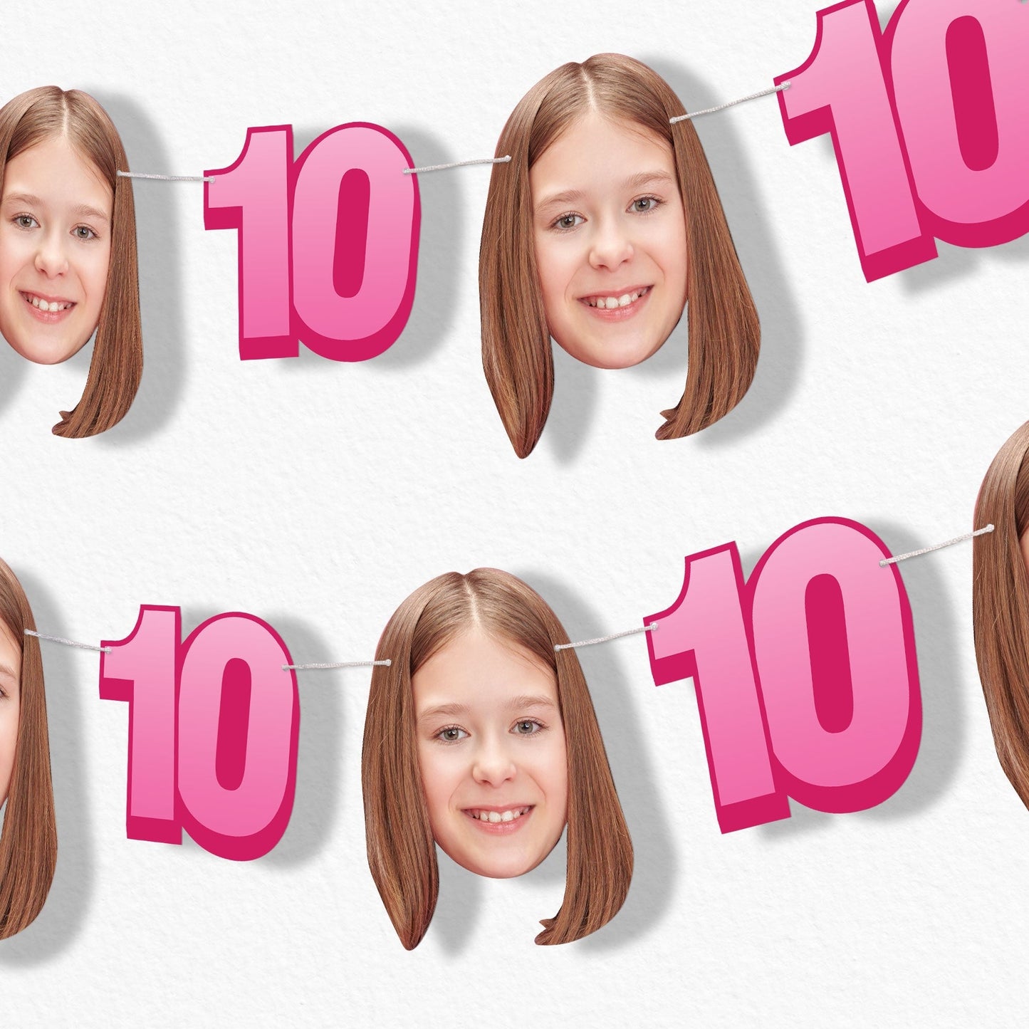 Custom Face 10th Birthday Garland Banner