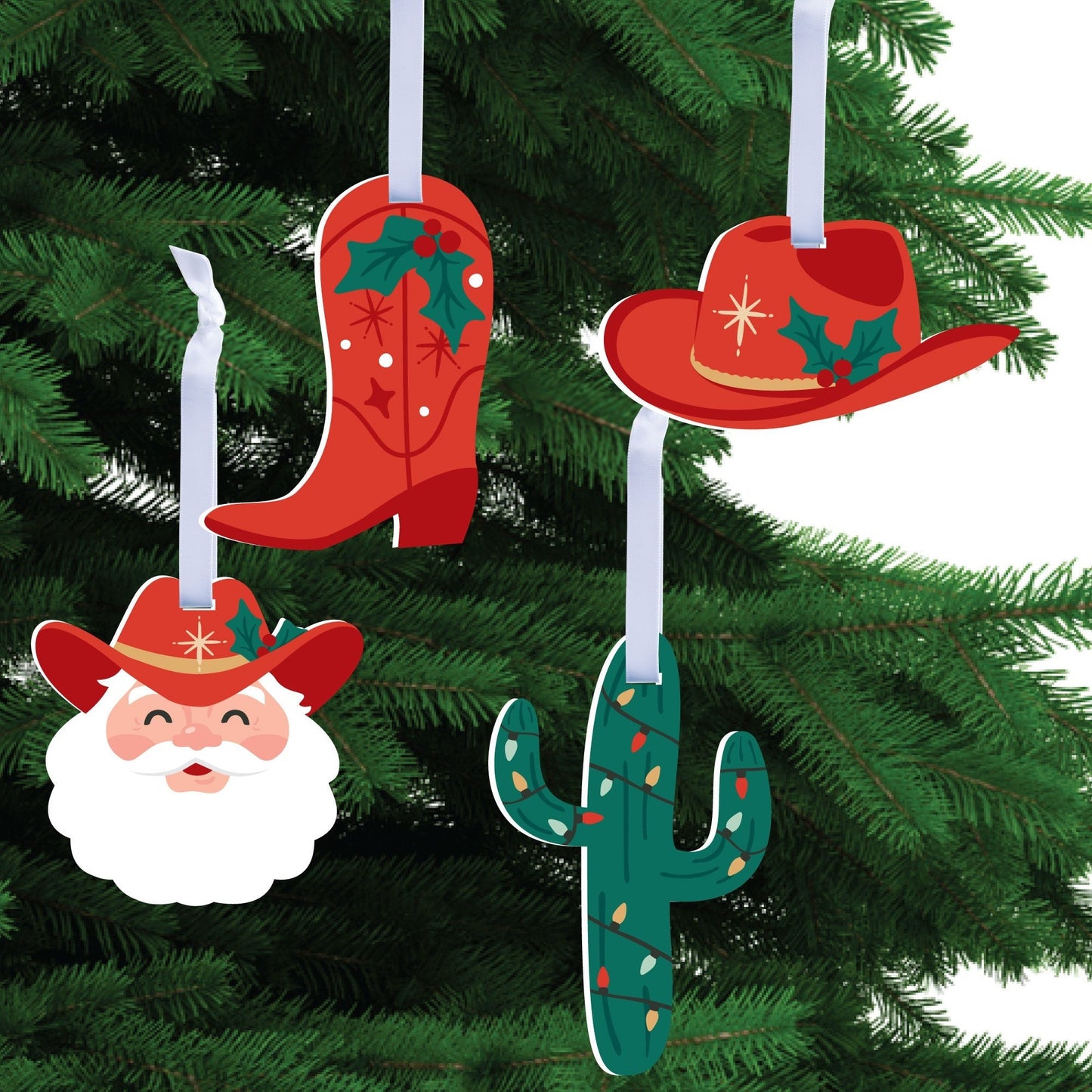 Christmas Cowboy Tree Ornaments - 12 Ct