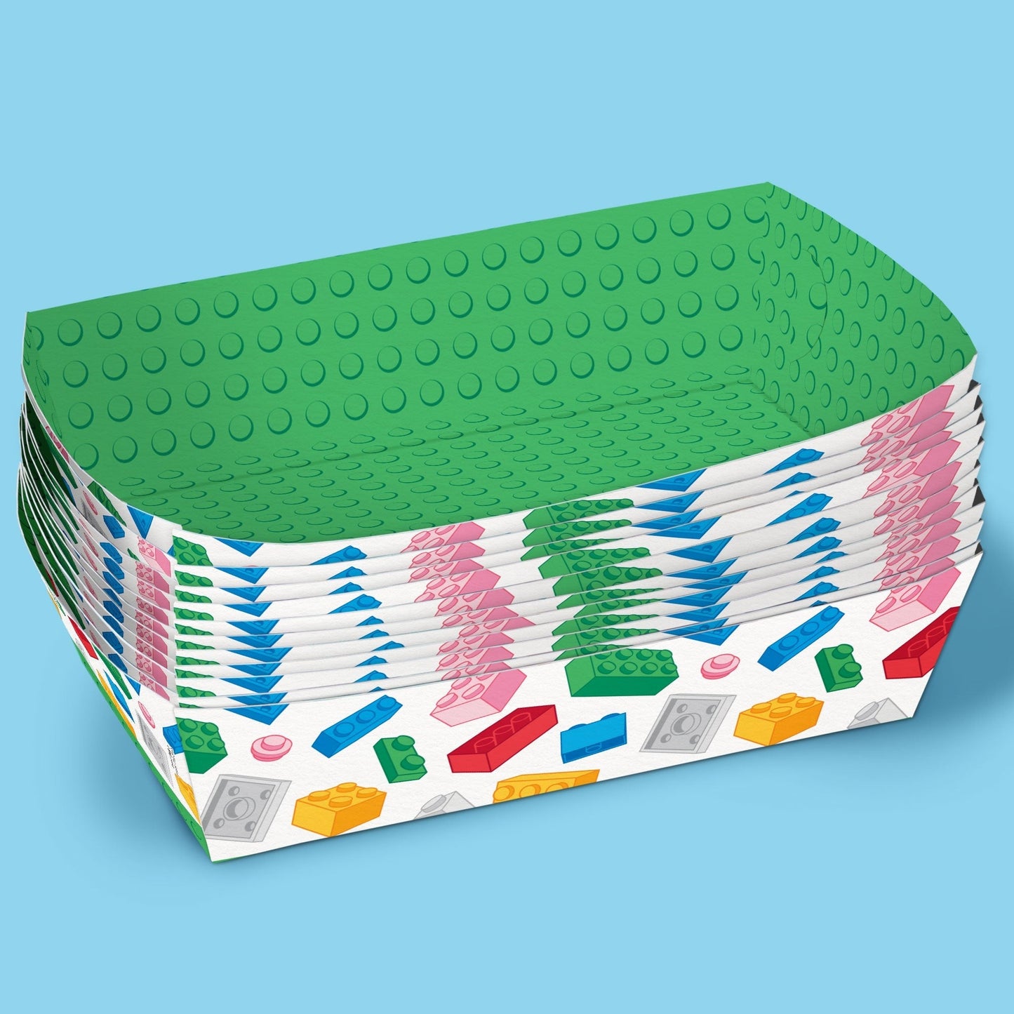 Building Blocks Party Paper Food Trays - 12 Ct