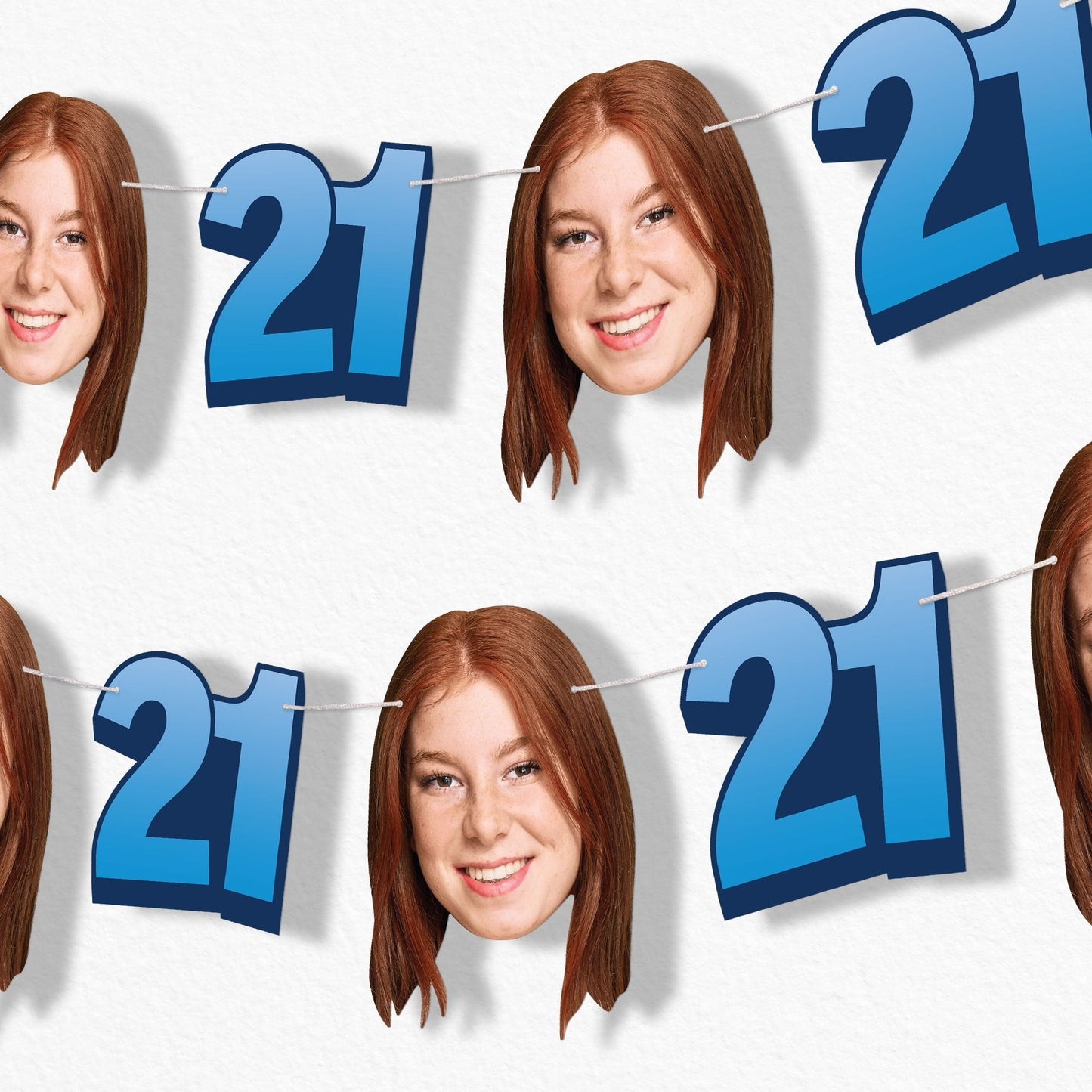 Custom Face 21st Birthday Garland Banner