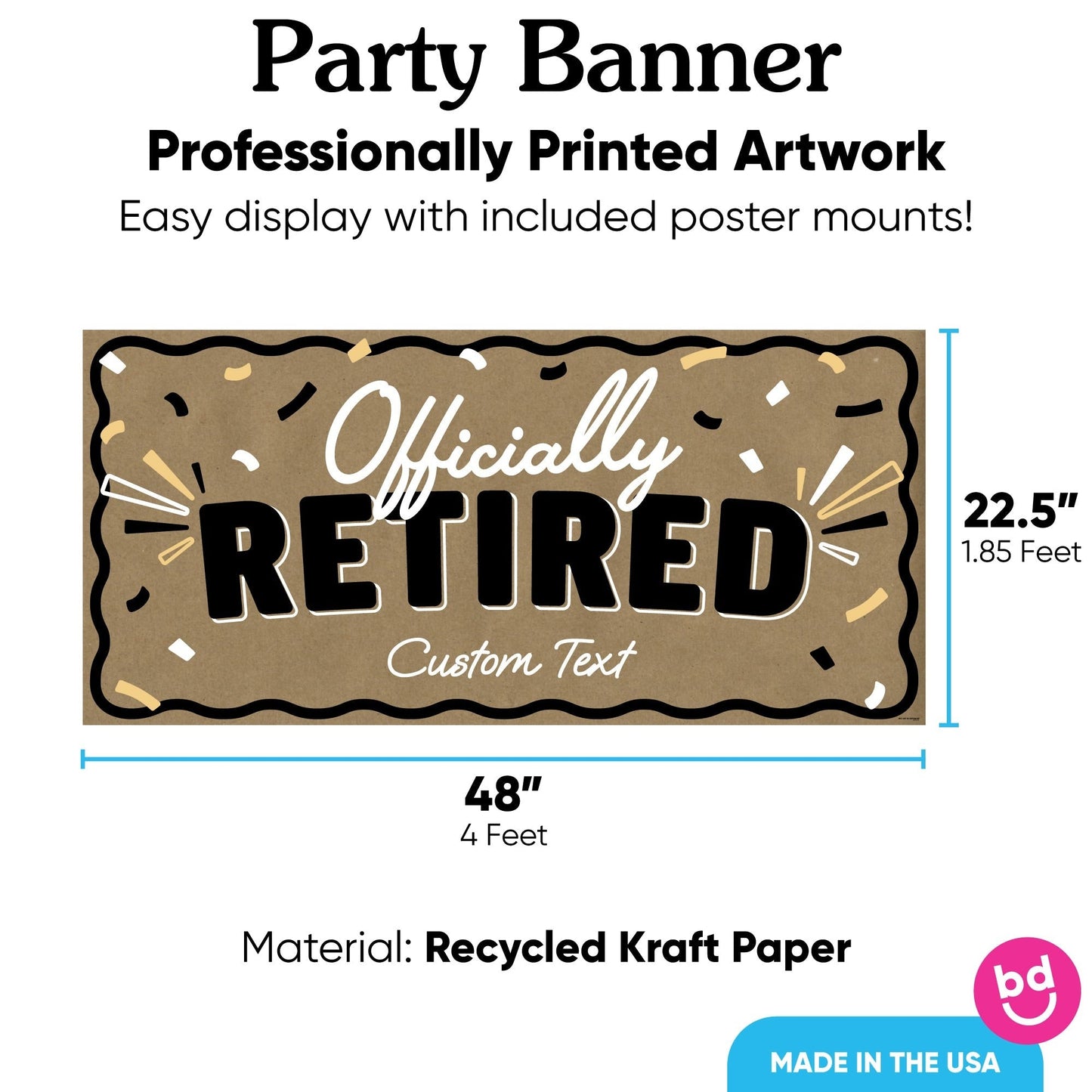 Custom Text Happy Retirement Kraft Banner
