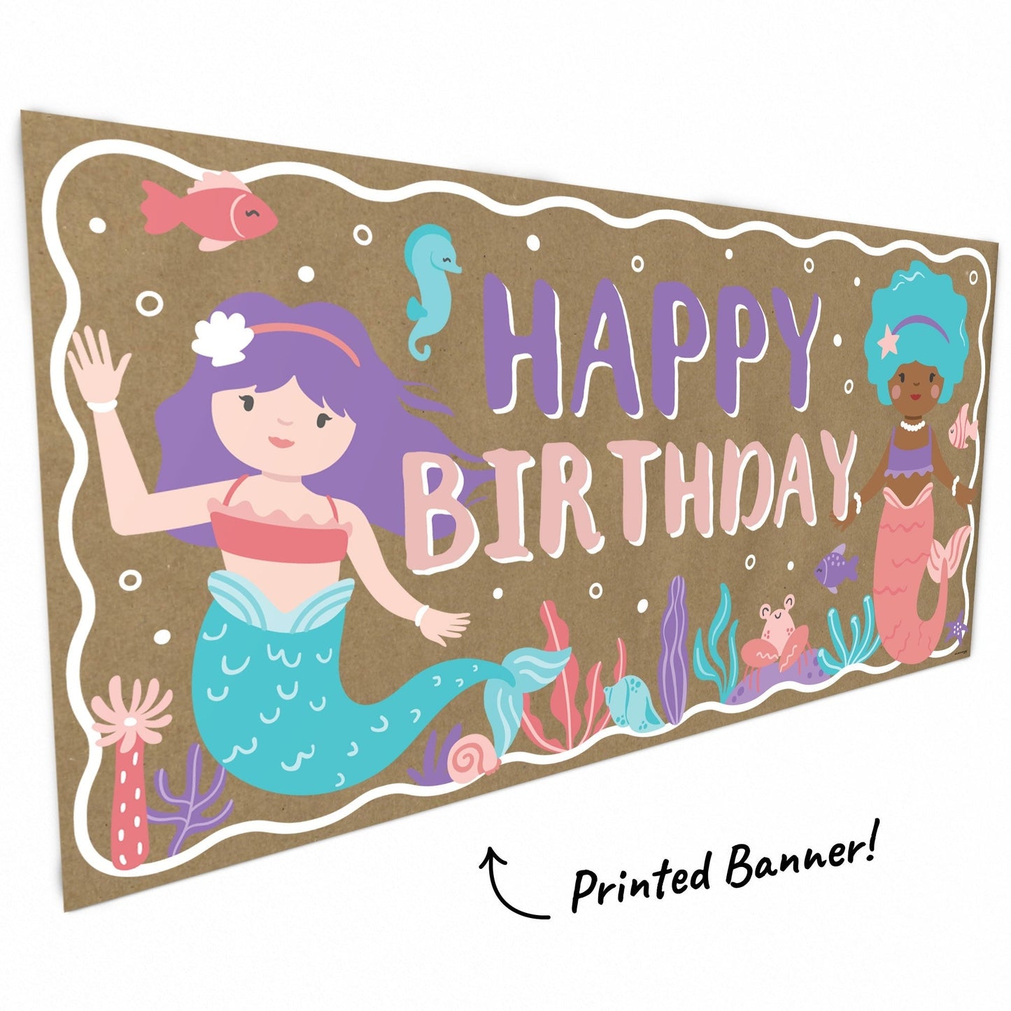 Mermaid Birthday Kraft Banner