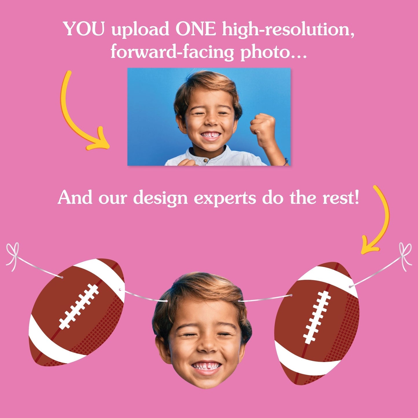 Custom Face Football Garland Banner