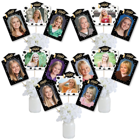 Goodbye High School, Hello College - Graduation Party Picture Centerpiece Sticks - Photo Table Toppers - 15 Pieces
