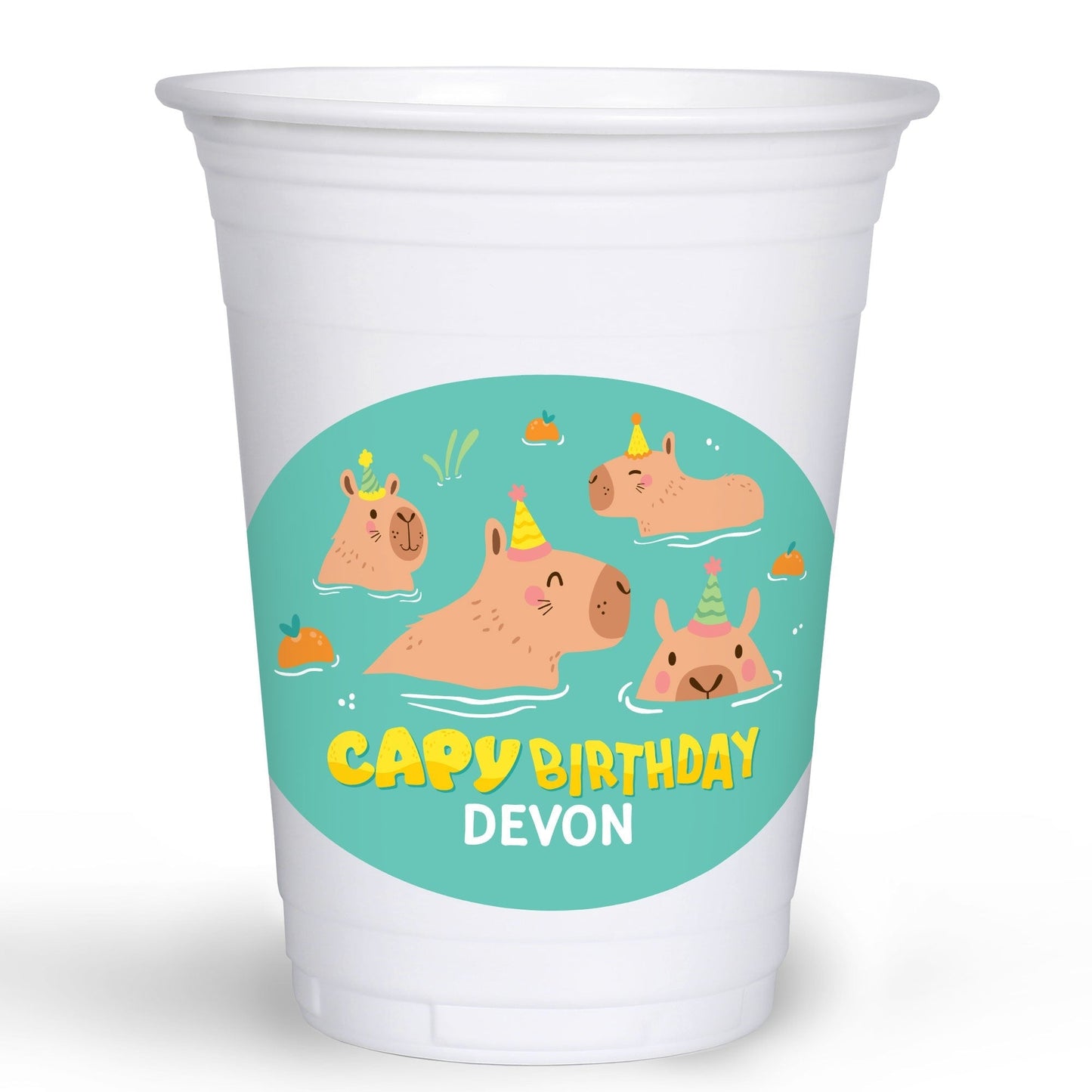 Custom Text Party Cups - Capybara - 16 Ct
