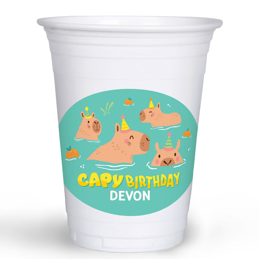 Custom Text Party Cups - Capybara - 16 Ct