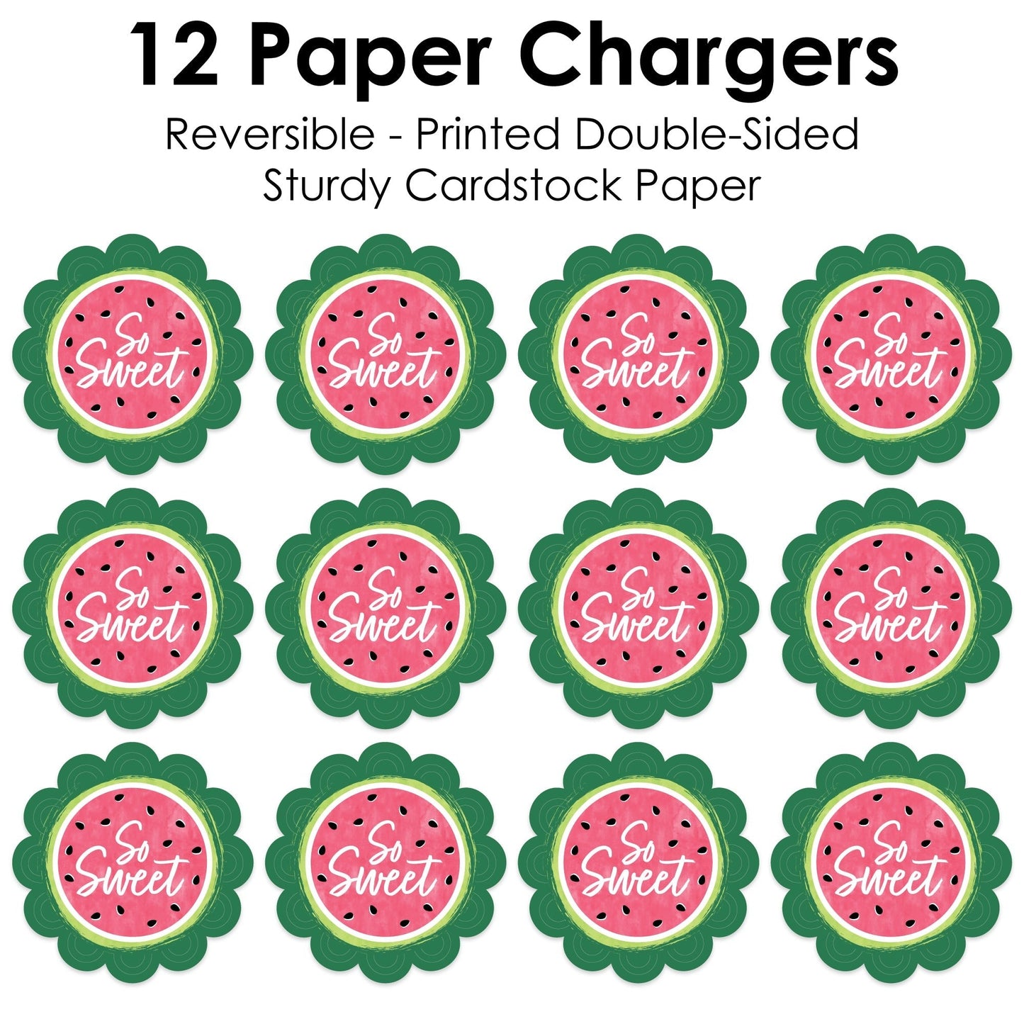 Sweet Watermelon - Fruit Party Round Table Decorations - Paper Chargers - Place Setting For 12
